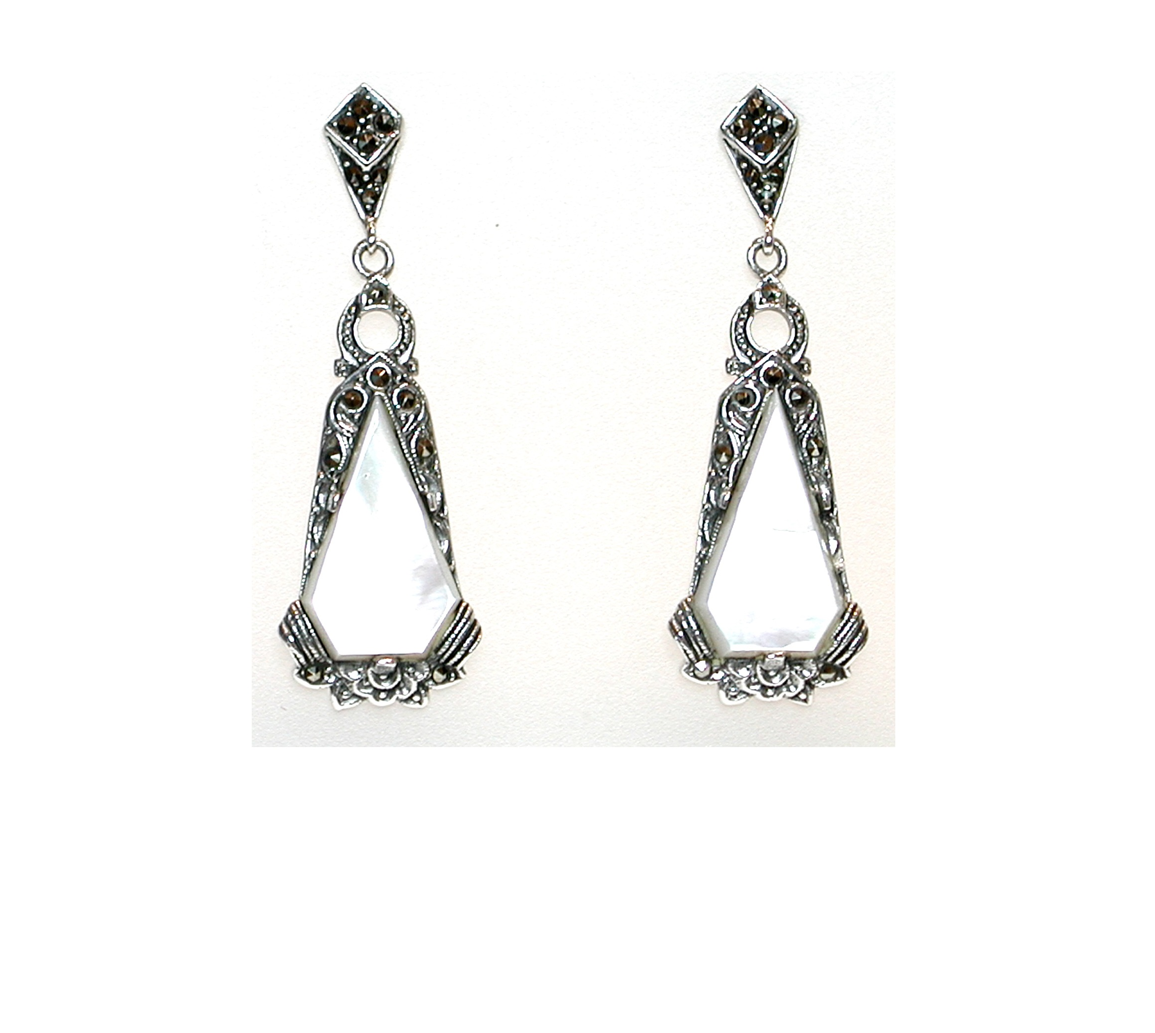 Pendientes de Plata de 1ª Ley, Nácar y Marcasitas. Ref. GPA358/07: Catálogo de Antigua Joyeros Pendientes de Plata de 1ª Ley, Nácar y Marcasitas. Ref. GPA358/07: Catálogo de Antigua Joyeros