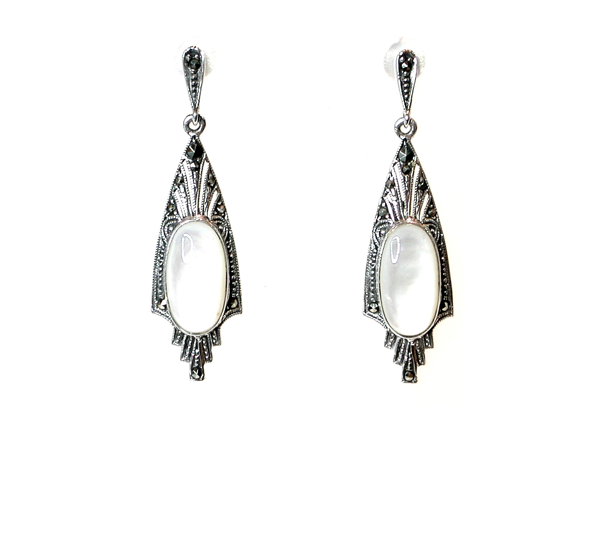 Pendientes de Plata de 1ª Ley, Nácar y Marcasitas. Ref. GPA202/07: Catálogo de Antigua Joyeros Pendientes de Plata de 1ª Ley, Nácar y Marcasitas. Ref. GPA202/07: Catálogo de Antigua Joyeros