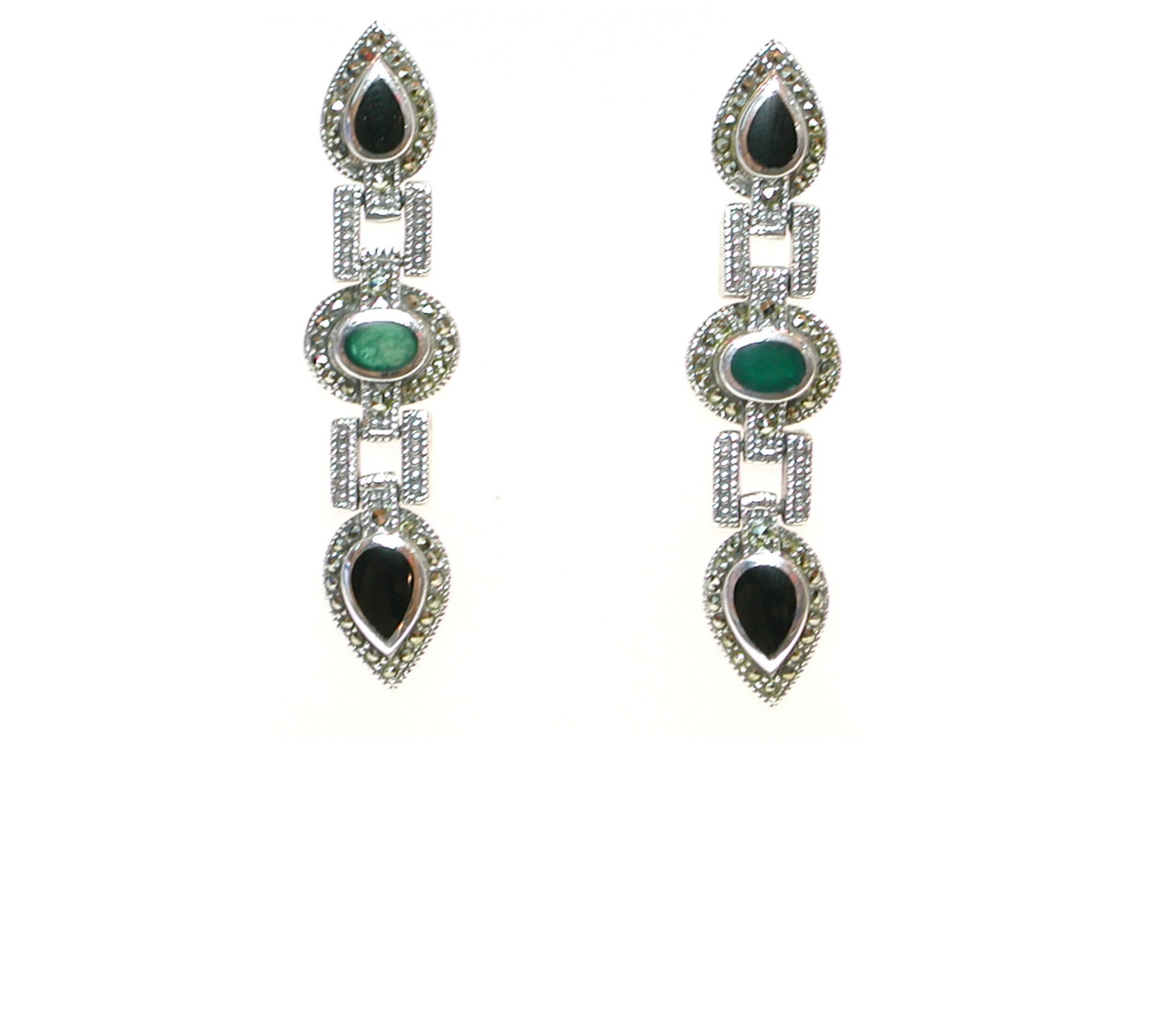 Pendientes de Plata de 1ª Ley, Ónix, Ágata y Marcasitas. Ref. GP-361/37: Catálogo de Antigua Joyeros Pendientes de Plata de 1ª Ley, Ónix, Ágata y Marcasitas. Ref. GP-361/37: Catálogo de Antigua Joyeros