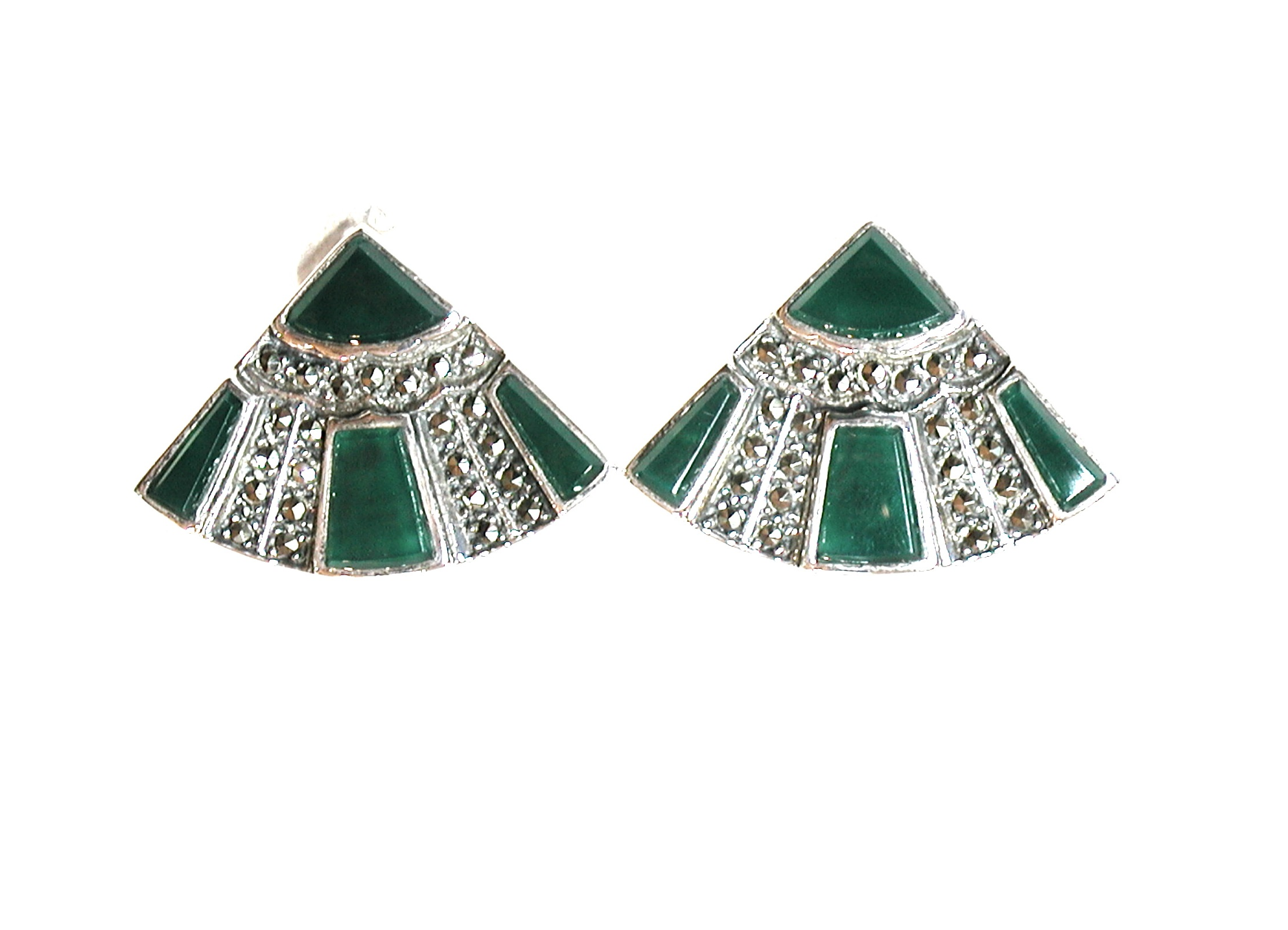 Pendientes de Plata de 1ª Ley, Ágata verde y Marcasitas. Ref. GP-334/04: Catálogo de Antigua Joyeros Pendientes de Plata de 1ª Ley, Ágata verde y Marcasitas. Ref. GP-334/04: Catálogo de Antigua Joyeros