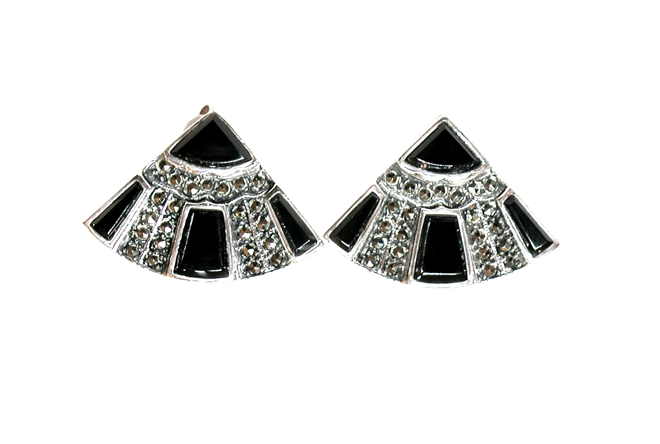 Pendientes de Plata de 1ª Ley, Ónix y Marcasitas. Ref. GP-334/01: Catálogo de Antigua Joyeros Pendientes de Plata de 1ª Ley, Ónix y Marcasitas. Ref. GP-334/01: Catálogo de Antigua Joyeros
