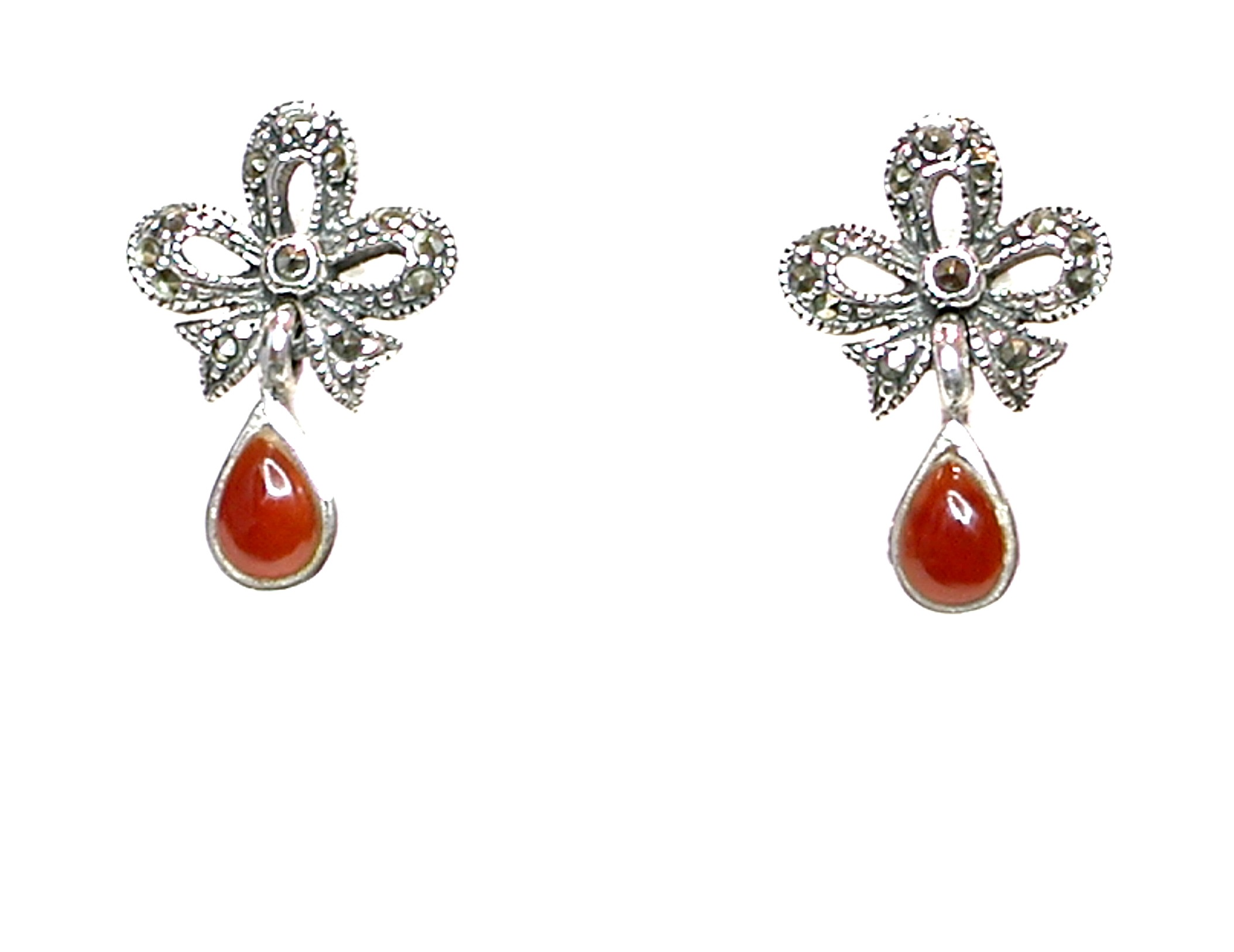 Pendientes de Plata de 1ª Ley, Ágata marrón y Marcasitas. Ref. GP-205/03: Catálogo de Antigua Joyeros Pendientes de Plata de 1ª Ley, Ágata marrón y Marcasitas. Ref. GP-205/03: Catálogo de Antigua Joyeros