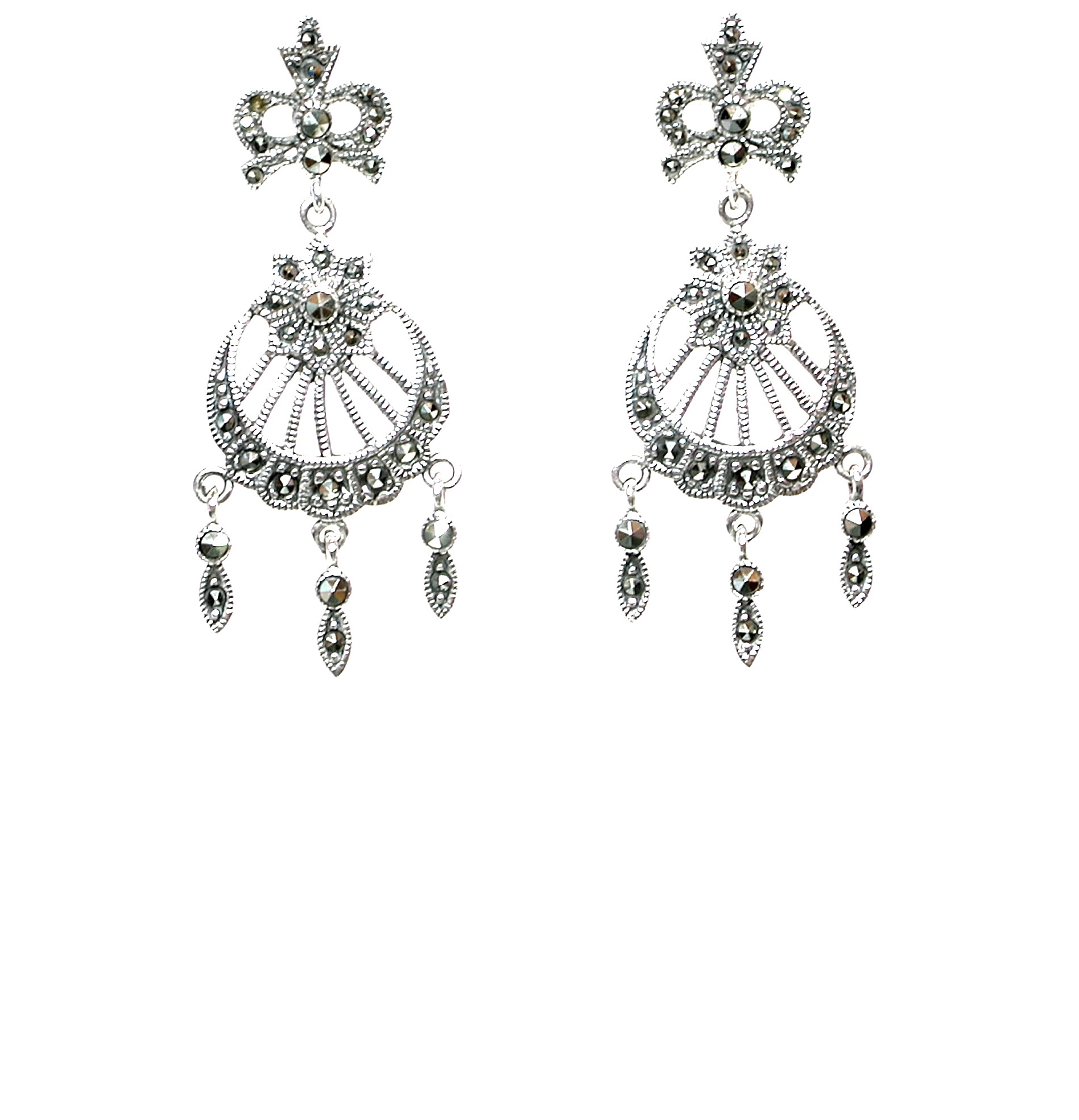 Pendientes de Plata de 1ª Ley y Marcasitas. Ref. GP-177/00: Catálogo de Antigua Joyeros Pendientes de Plata de 1ª Ley y Marcasitas. Ref. GP-177/00: Catálogo de Antigua Joyeros