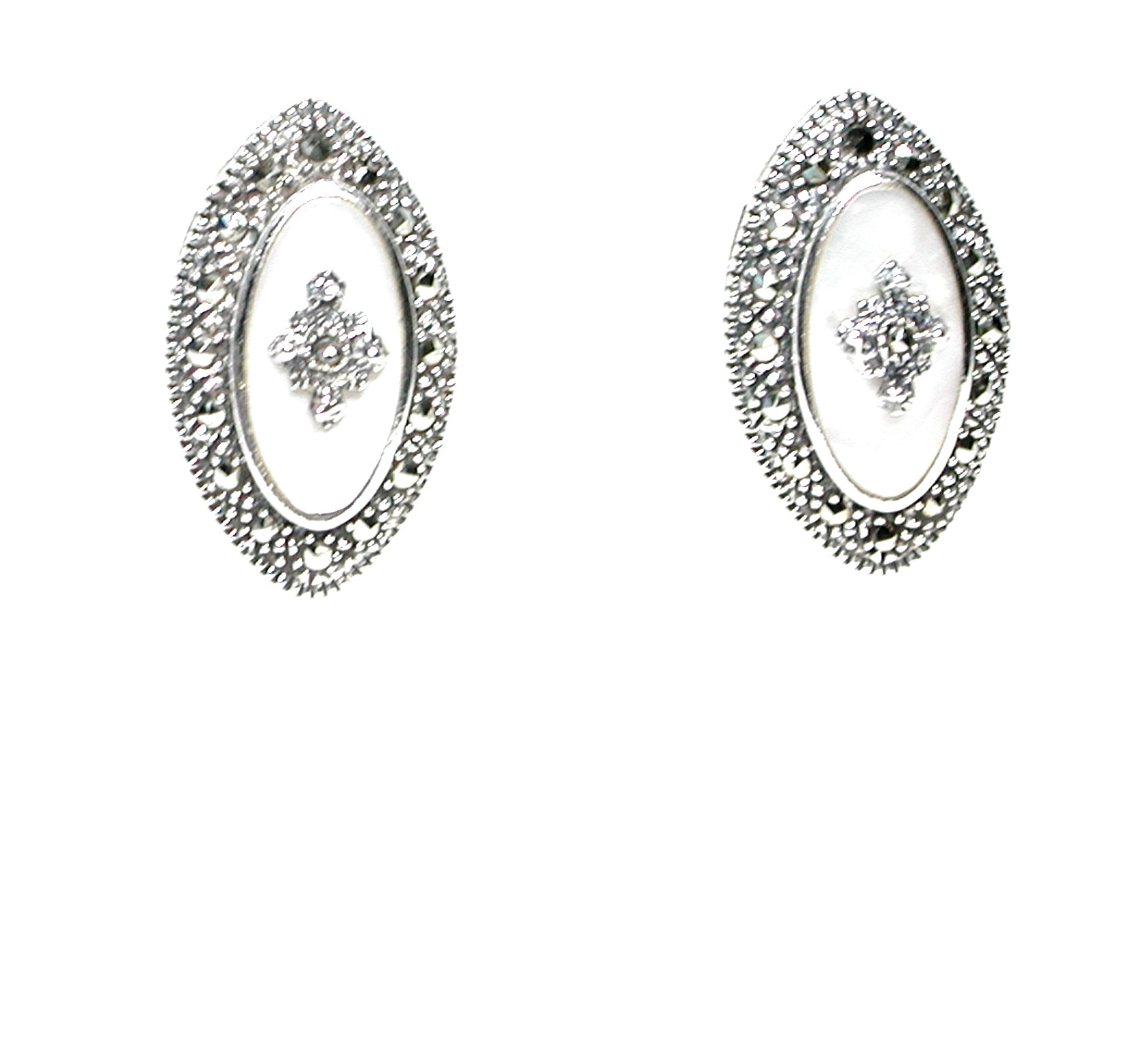 Pendientes de Plata de 1ª Ley, Nácar y Marcasitas. Ref. EP-005/07: Catálogo de Antigua Joyeros Pendientes de Plata de 1ª Ley, Nácar y Marcasitas. Ref. EP-005/07: Catálogo de Antigua Joyeros