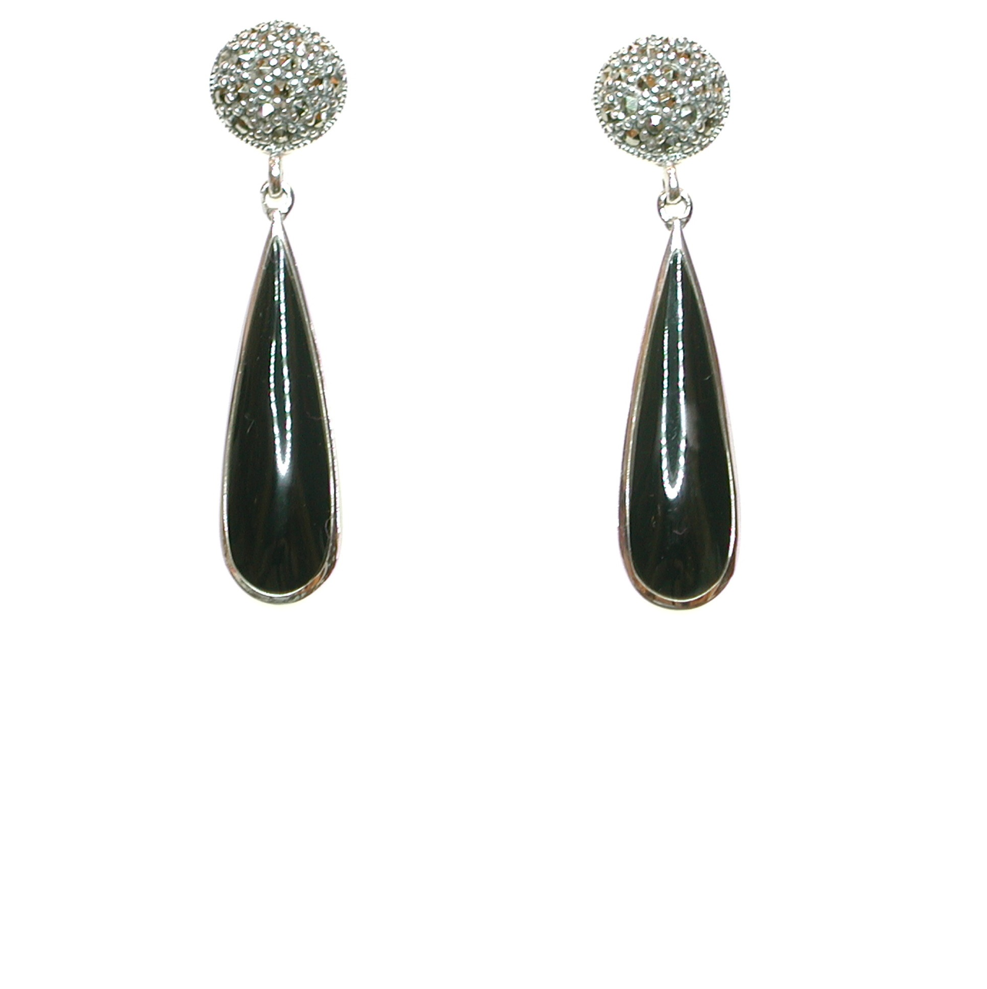 Pendientes de Plata de 1ª Ley, Ónix y Marcasitas. Ref. CPT296/01: Catálogo de Antigua Joyeros Pendientes de Plata de 1ª Ley, Ónix y Marcasitas. Ref. CPT296/01: Catálogo de Antigua Joyeros