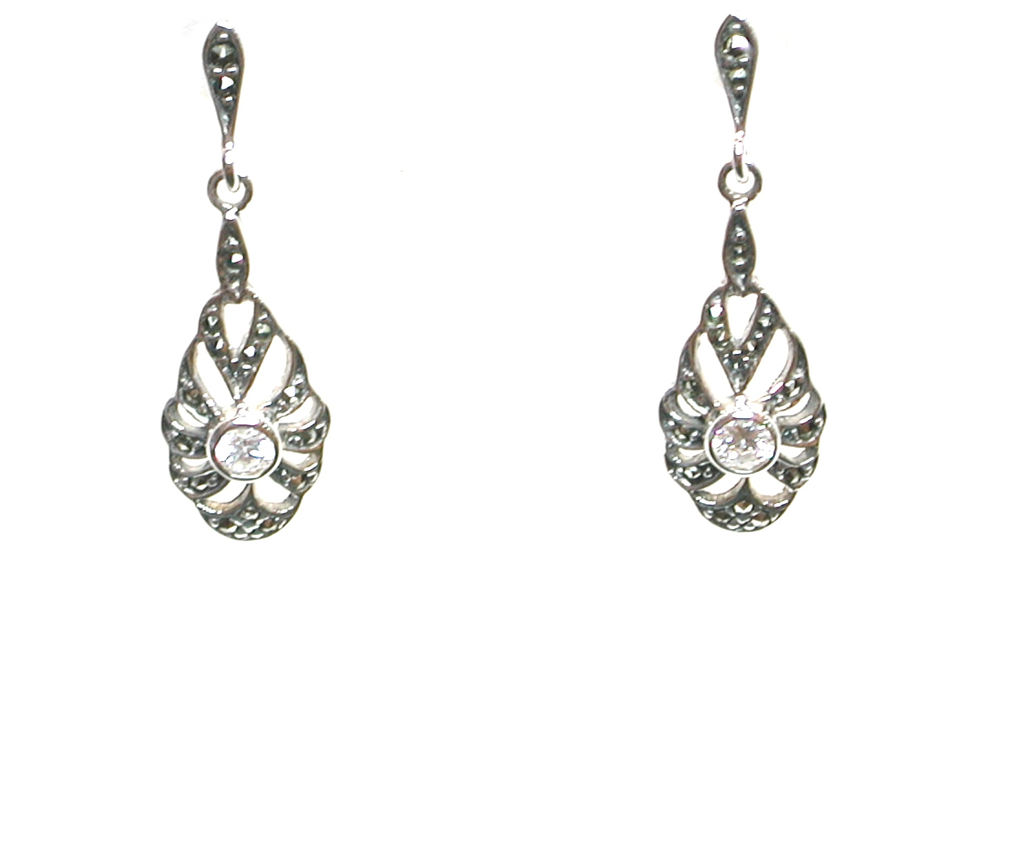 Pendientes de Plata de 1ª Ley, Circonita y Marcasitas. Ref. CPS008/15: Catálogo de Antigua Joyeros Pendientes de Plata de 1ª Ley, Circonita y Marcasitas. Ref. CPS008/15: Catálogo de Antigua Joyeros