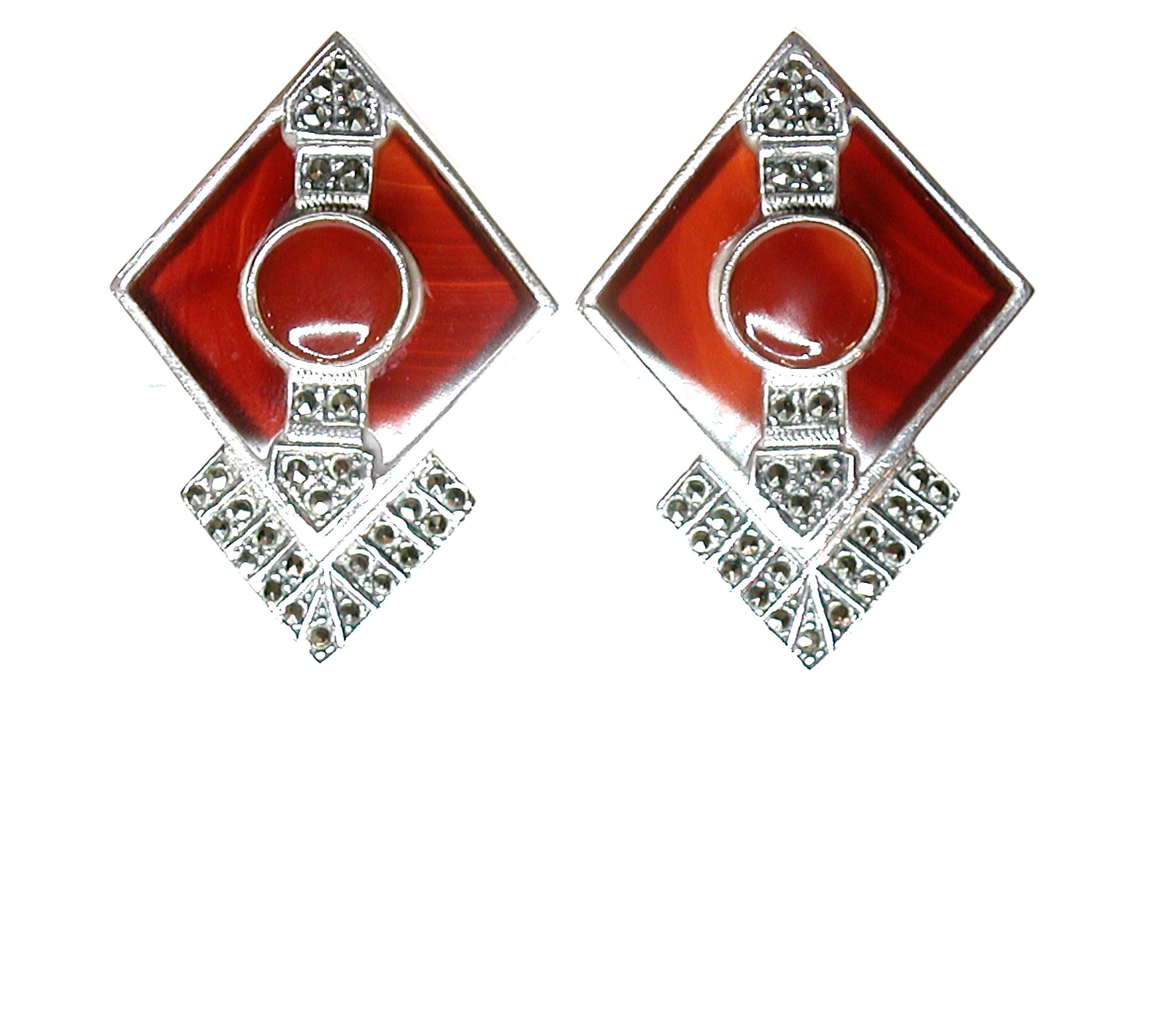 Pendientes de Plata de 1ª Ley, Ágata Marrón y Marcasitas. Ref. BP0790/03: Catálogo de Antigua Joyeros Pendientes de Plata de 1ª Ley, Ágata Marrón y Marcasitas. Ref. BP0790/03: Catálogo de Antigua Joyeros