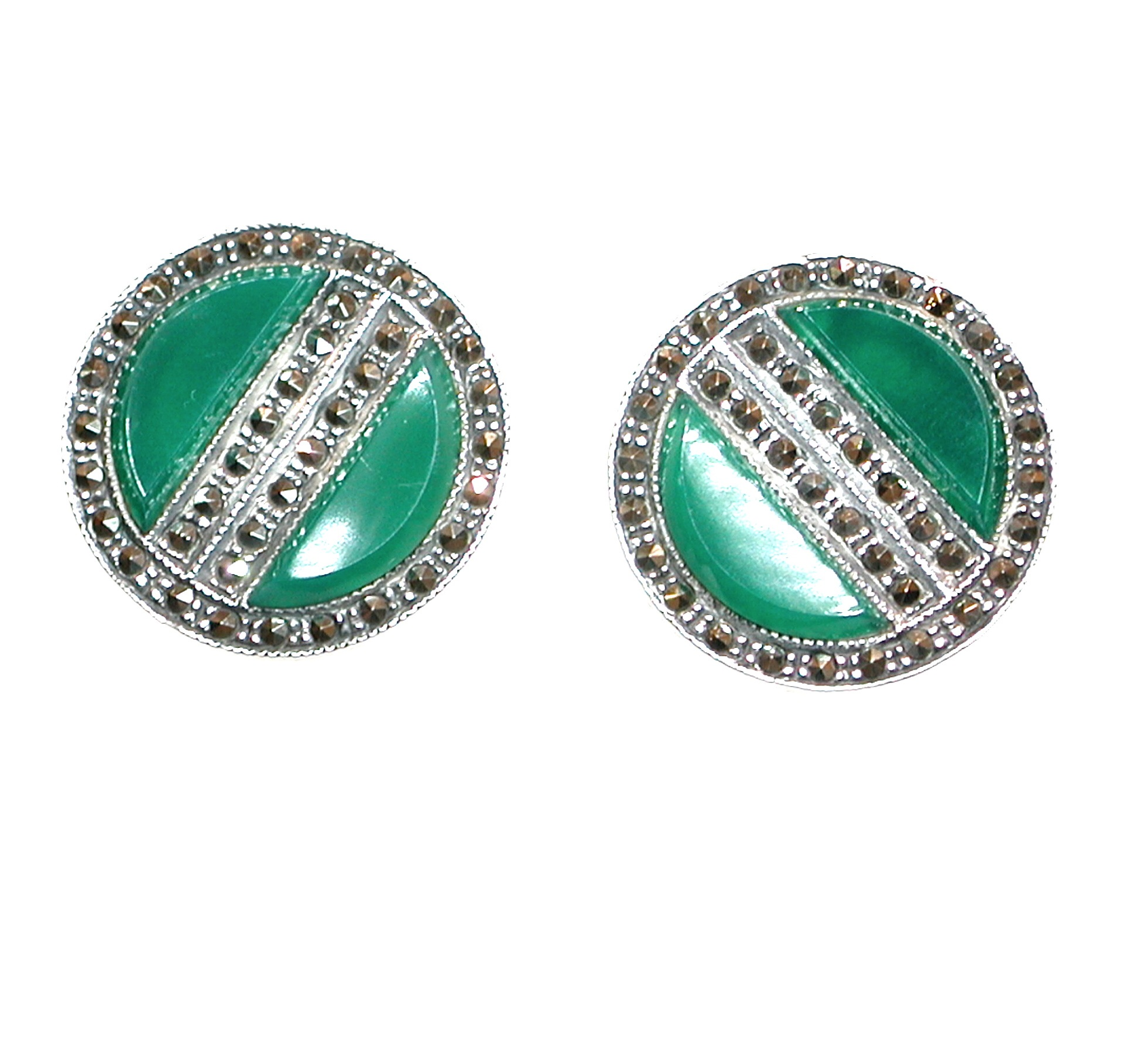 Pendientes de Plata de 1ª Ley, Ágata verde y Marcasitas. Ref. BP0060/04: Catálogo de Antigua Joyeros Pendientes de Plata de 1ª Ley, Ágata verde y Marcasitas. Ref. BP0060/04: Catálogo de Antigua Joyeros