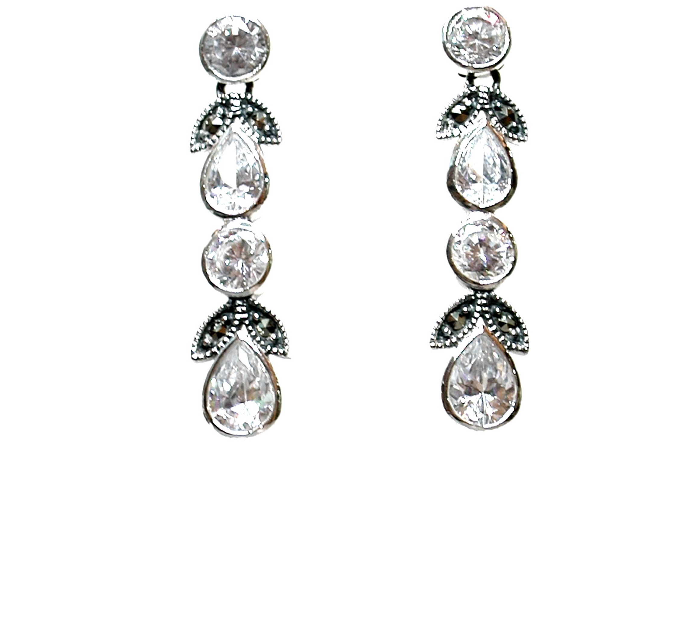 Pendientes de Plata de 1ª Ley, Circonitas y Marcasitas. Ref. BP-041/15: Catálogo de Antigua Joyeros Pendientes de Plata de 1ª Ley, Circonitas y Marcasitas. Ref. BP-041/15: Catálogo de Antigua Joyeros