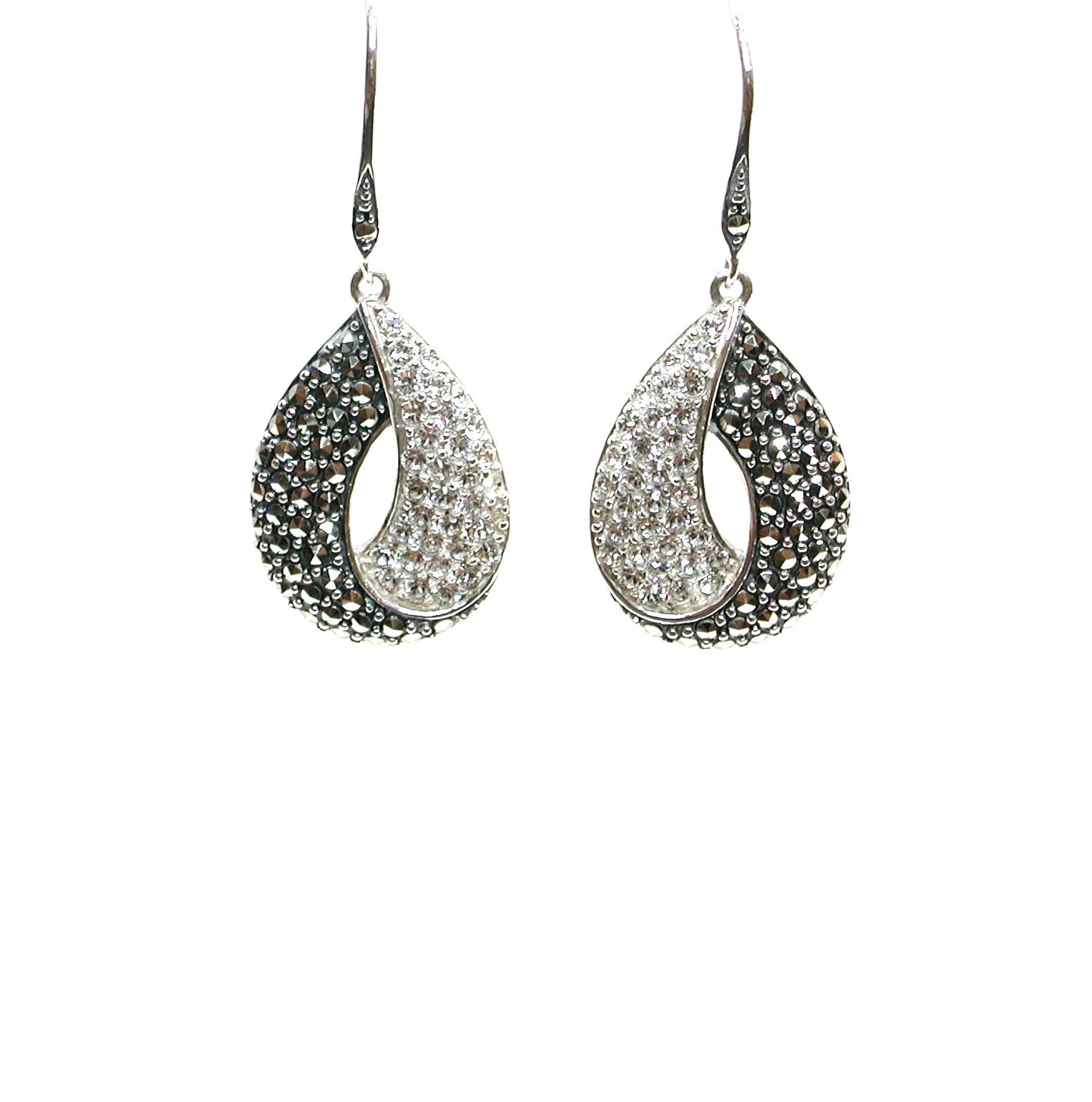 Pendientes de Plata de 1ª Ley, Marcasitas y Circonitas. Ref. AP1542/15: Catálogo de Antigua Joyeros Pendientes de Plata de 1ª Ley, Marcasitas y Circonitas. Ref. AP1542/15: Catálogo de Antigua Joyeros