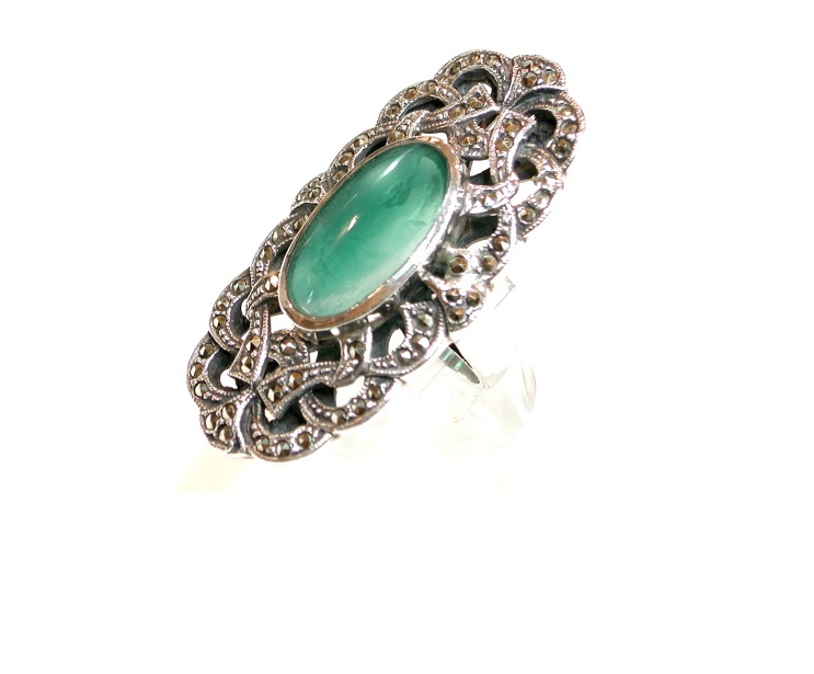 Sortija Ovalada y Calada Plata 1º Ley y aventurina Verde Ref. GS-336/04: Catálogo de Antigua Joyeros Sortija Ovalada y Calada Plata 1º Ley y aventurina Verde Ref. GS-336/04: Catálogo de Antigua Joyeros