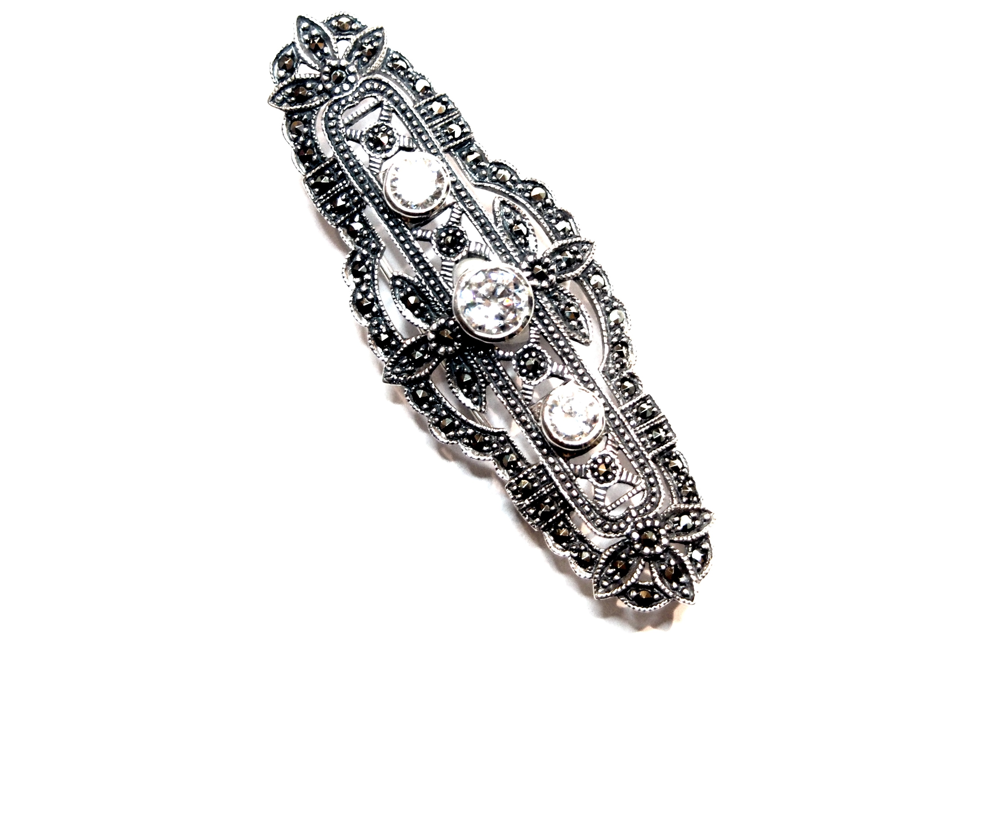 Broche en Plata de 1º Ley con Marcasitas y circonitas Ref. AB3316/15: Catálogo de Antigua Joyeros Broche en Plata de 1º Ley con Marcasitas y circonitas Ref. AB3316/15: Catálogo de Antigua Joyeros