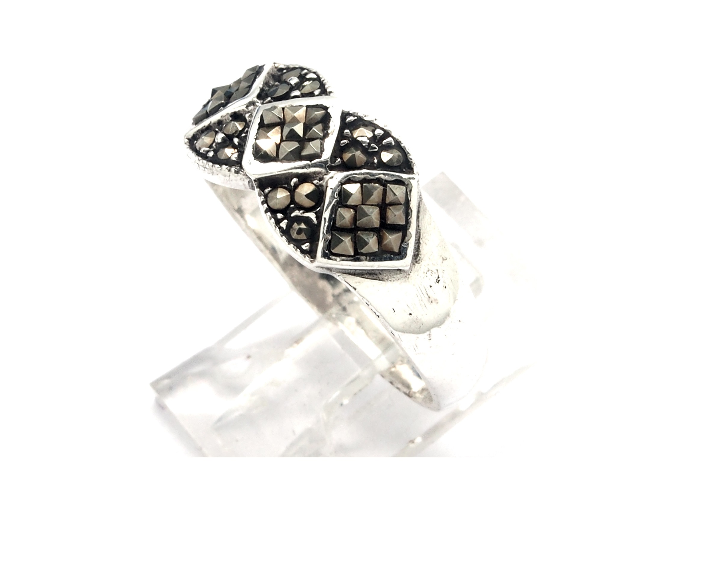 Sortija de Plata de 1ª Ley y Marcasitas. Ref. WS-564/00: Catálogo de Antigua Joyeros Sortija de Plata de 1ª Ley y Marcasitas. Ref. WS-564/00: Catálogo de Antigua Joyeros