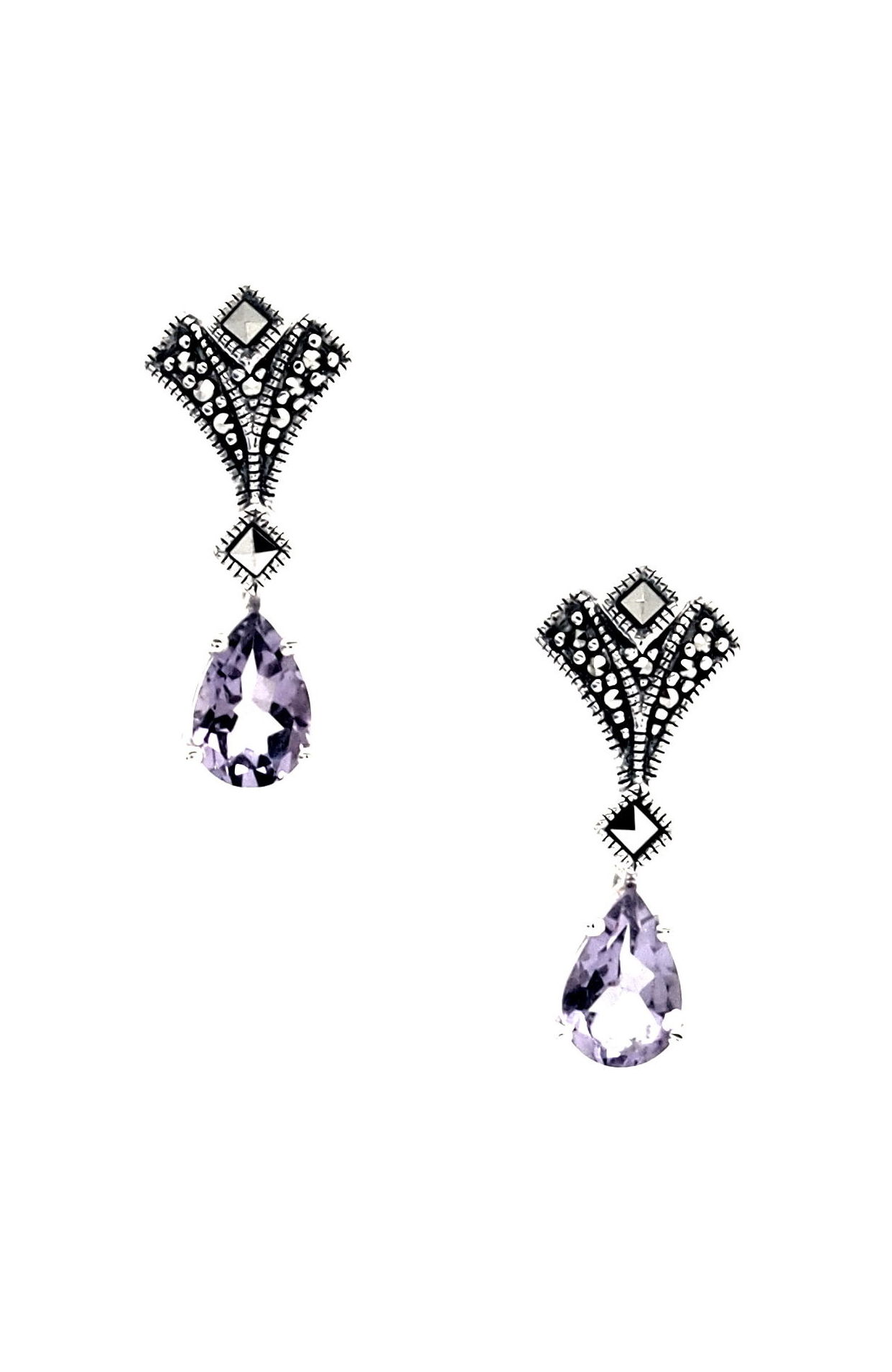 Pendientes Plata con perilla Amatista. Ref. AP-598/02: Catálogo de Antigua Joyeros Pendientes Plata con perilla Amatista. Ref. AP-598/02: Catálogo de Antigua Joyeros