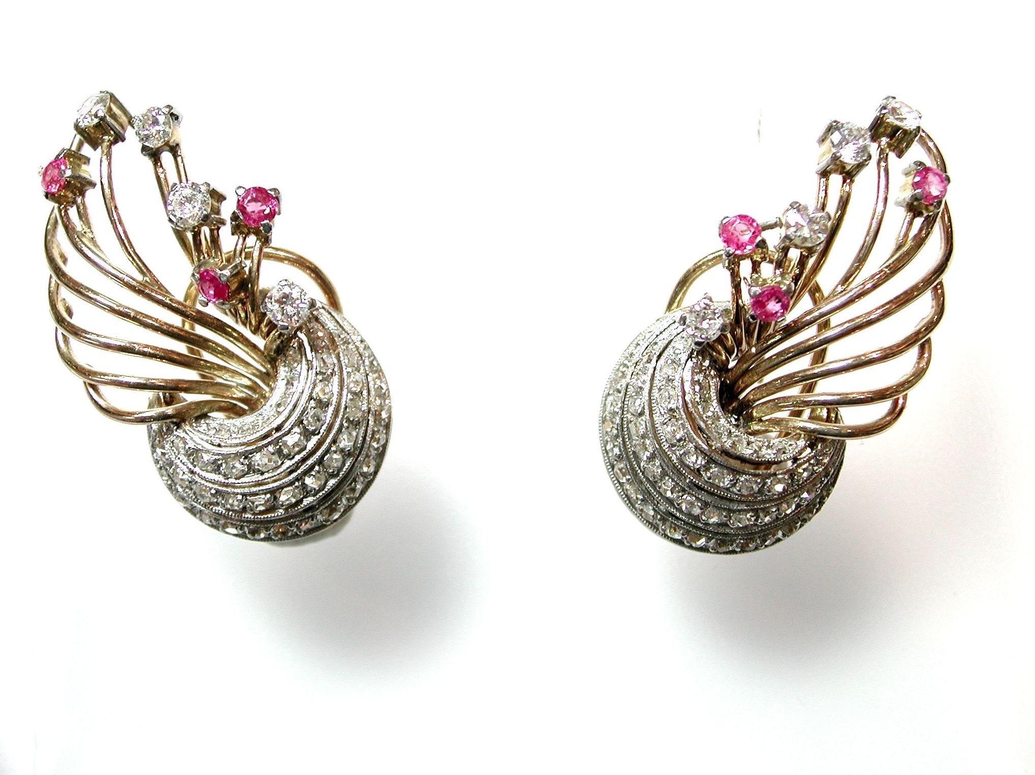 Pendientes de Diamantes y Zafiros Rosa. Pendientes de Diamantes y Zafiros Rosa.