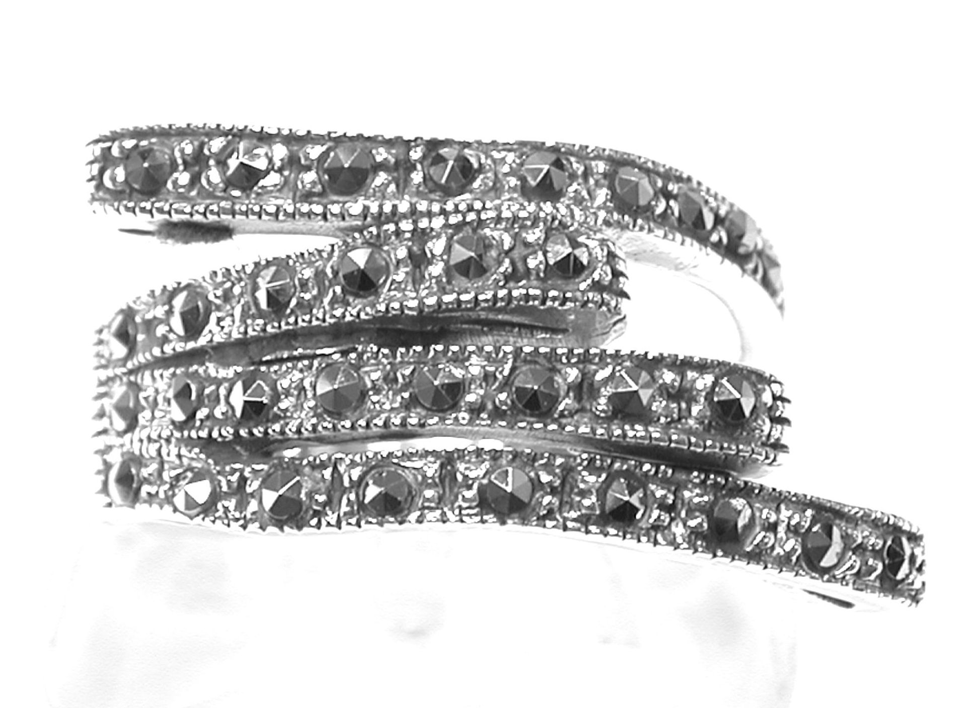 Sortija de 3 Vueltas De Plata de 1º Ley con marcasitas ES-894/00: Catálogo de Antigua Joyeros Sortija de 3 Vueltas De Plata de 1º Ley con marcasitas ES-894/00: Catálogo de Antigua Joyeros