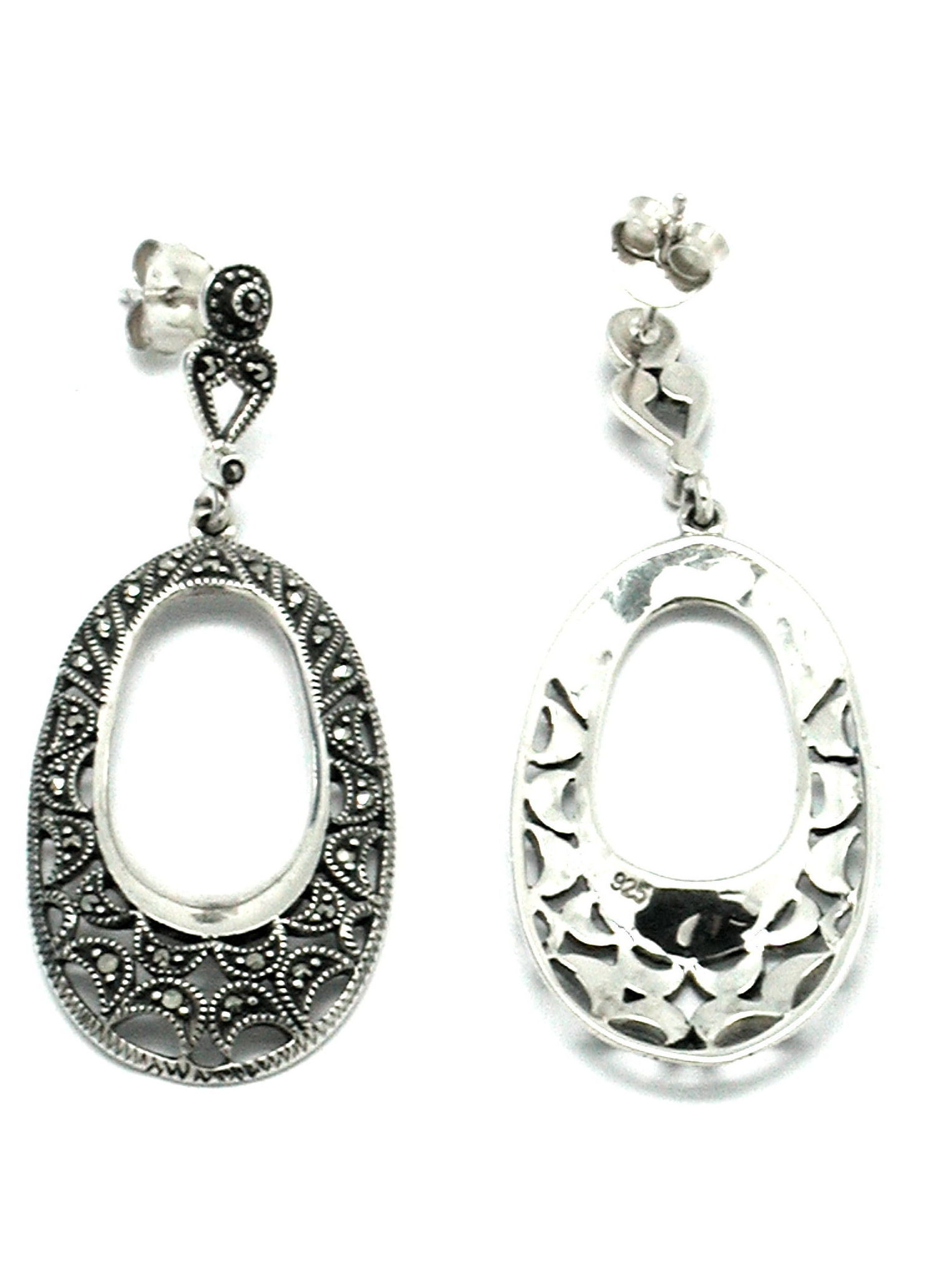 Pendientes Plata largos y ovalados con Marcasitas. Ref. AP-064/00: Catálogo de Antigua Joyeros Pendientes Plata largos y ovalados con Marcasitas. Ref. AP-064/00: Catálogo de Antigua Joyeros