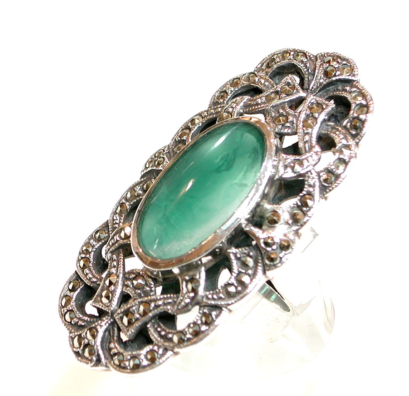 Sortija Ovalada y Calada Plata 1º Ley y aventurina Verde Ref. GS-336/04: Catálogo de Antigua Joyeros Sortija Ovalada y Calada Plata 1º Ley y aventurina Verde Ref. GS-336/04: Catálogo de Antigua Joyeros