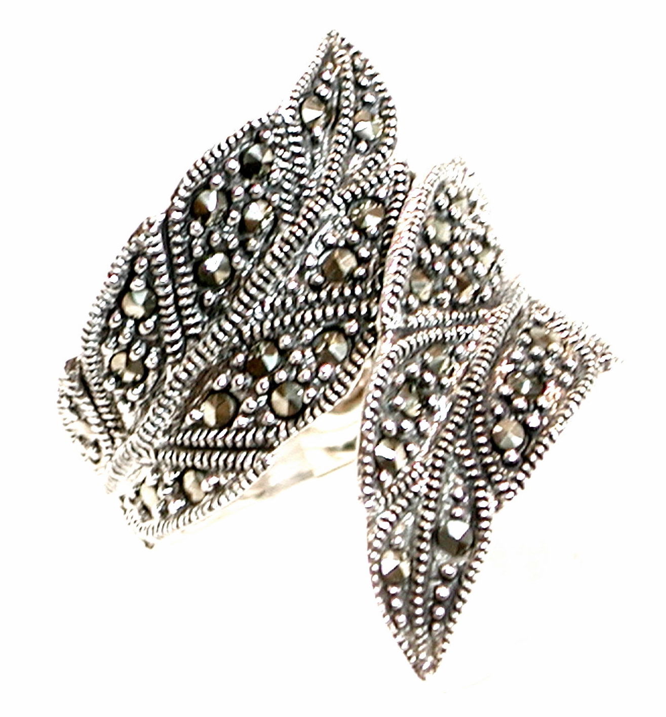 Sortija con motivos florales de Plata de 1ª Ley con Marcasitas MS-9301/00: Catálogo de Antigua Joyeros Sortija con motivos florales de Plata de 1ª Ley con Marcasitas MS-9301/00: Catálogo de Antigua Joyeros