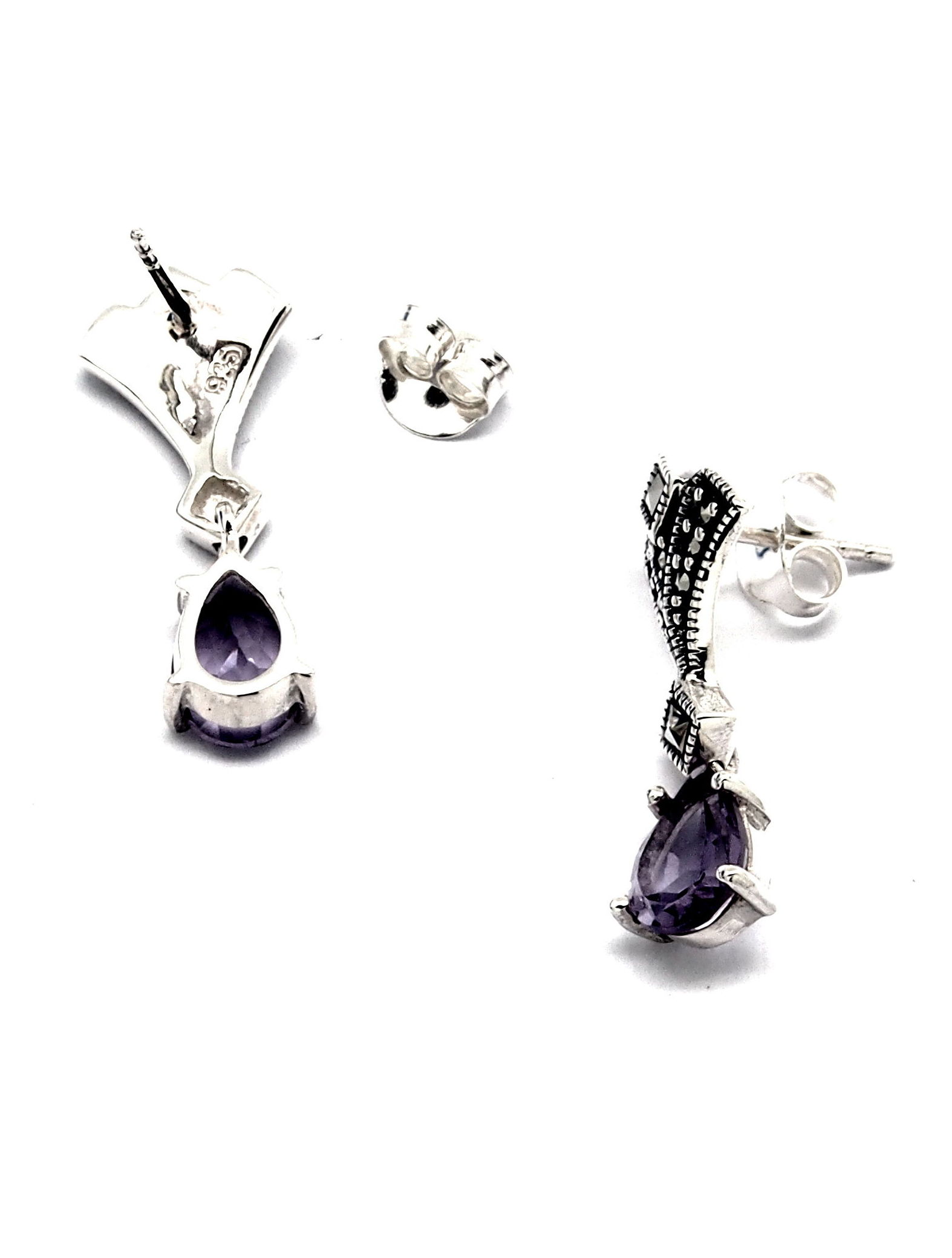 Pendientes Plata con perilla Amatista. Ref. AP-598/02: Catálogo de Antigua Joyeros Pendientes Plata con perilla Amatista. Ref. AP-598/02: Catálogo de Antigua Joyeros