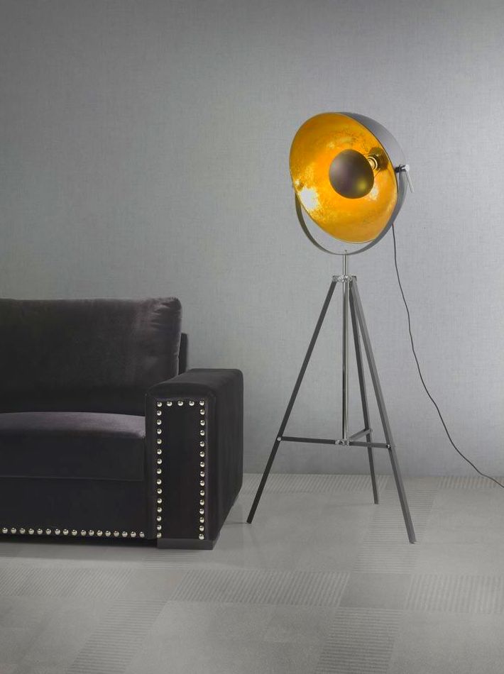 Pie de salón trípode modelo 12032 negro/oro Pie de salón trípode modelo 12032 negro/oro