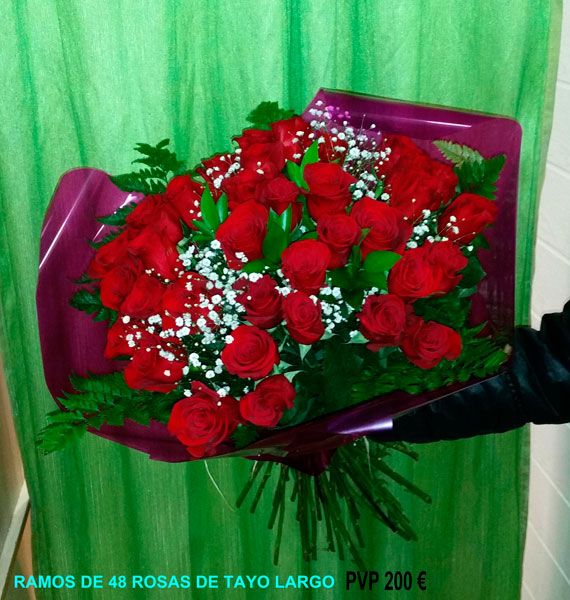 Ramo 48 rosas tallo largo 200 € Ramo 48 rosas tallo largo 200 €
