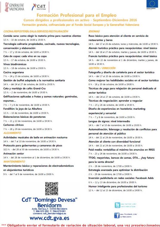 Cursos en los Centros de Desarrollo Turístico de Benidorm y Valencia: Especialidades de Psicóloga Rosario Ortuño Cursos en los Centros de Desarrollo Turístico de Benidorm y Valencia: Especialidades de Psicóloga Rosario Ortuño