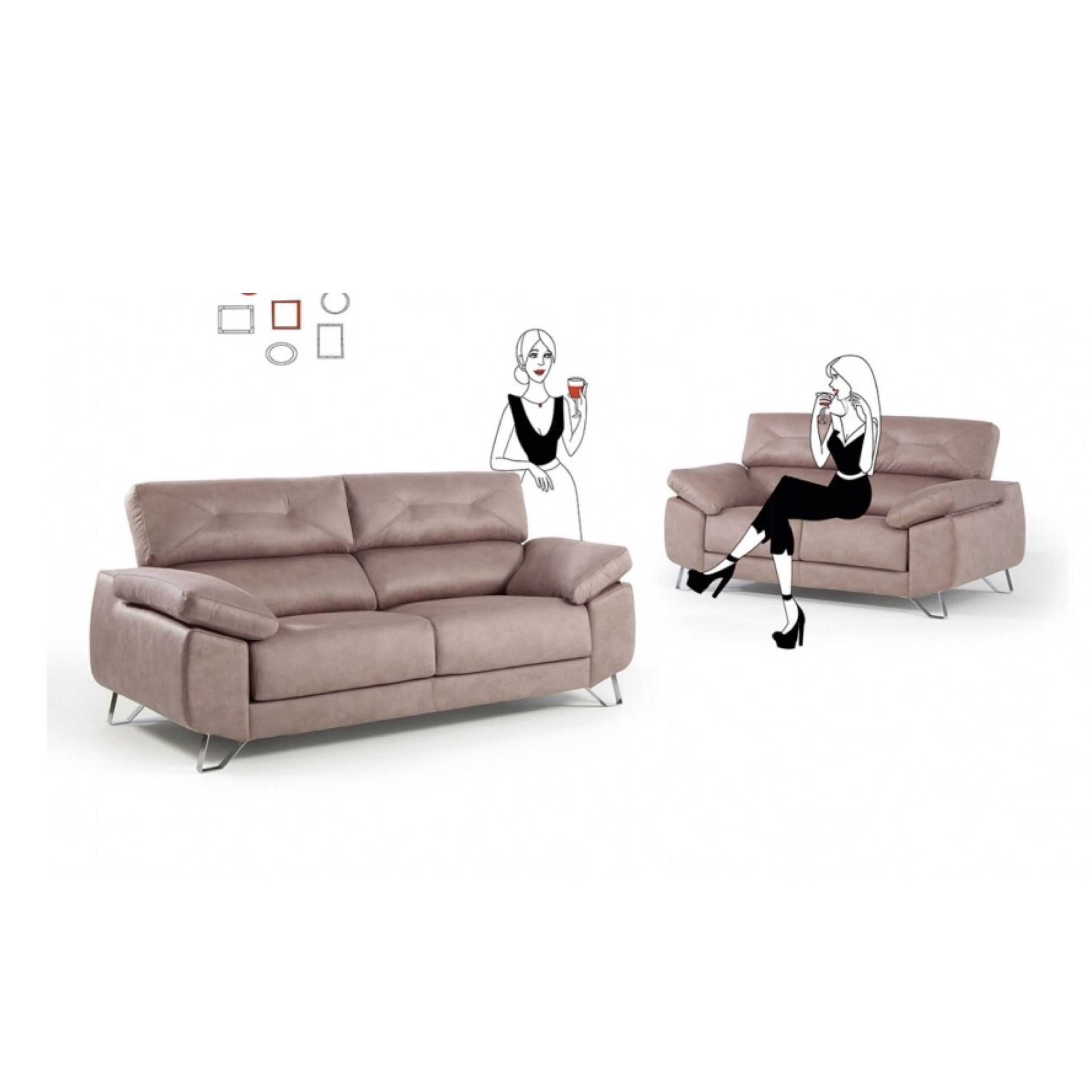 Sofá 3 + 2 con Viscoelástica en el asiento Sofá 3 + 2 con Viscoelástica en el asiento