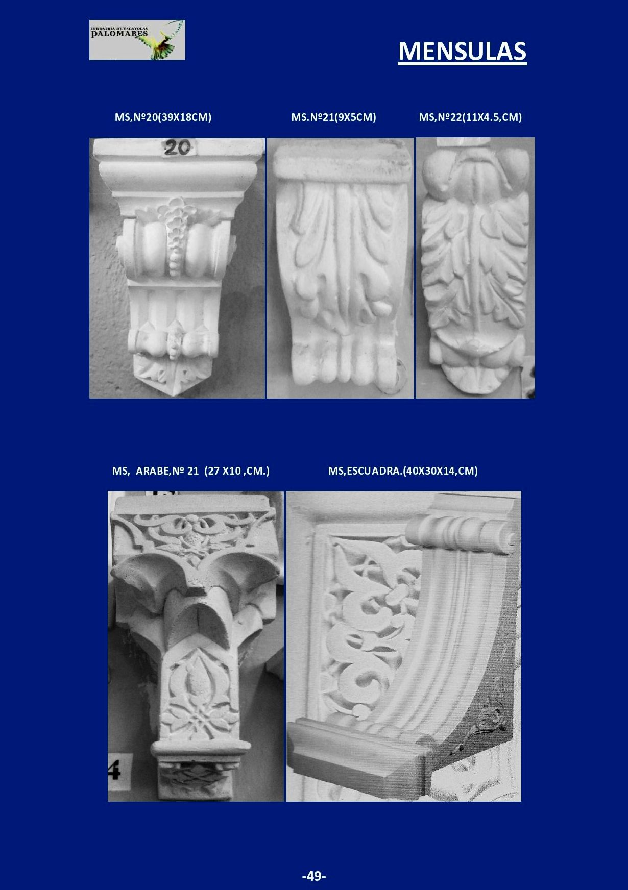 Ménsulas: Catálogo de I. De Escayolas Palomares Ménsulas: Catálogo de I. De Escayolas Palomares