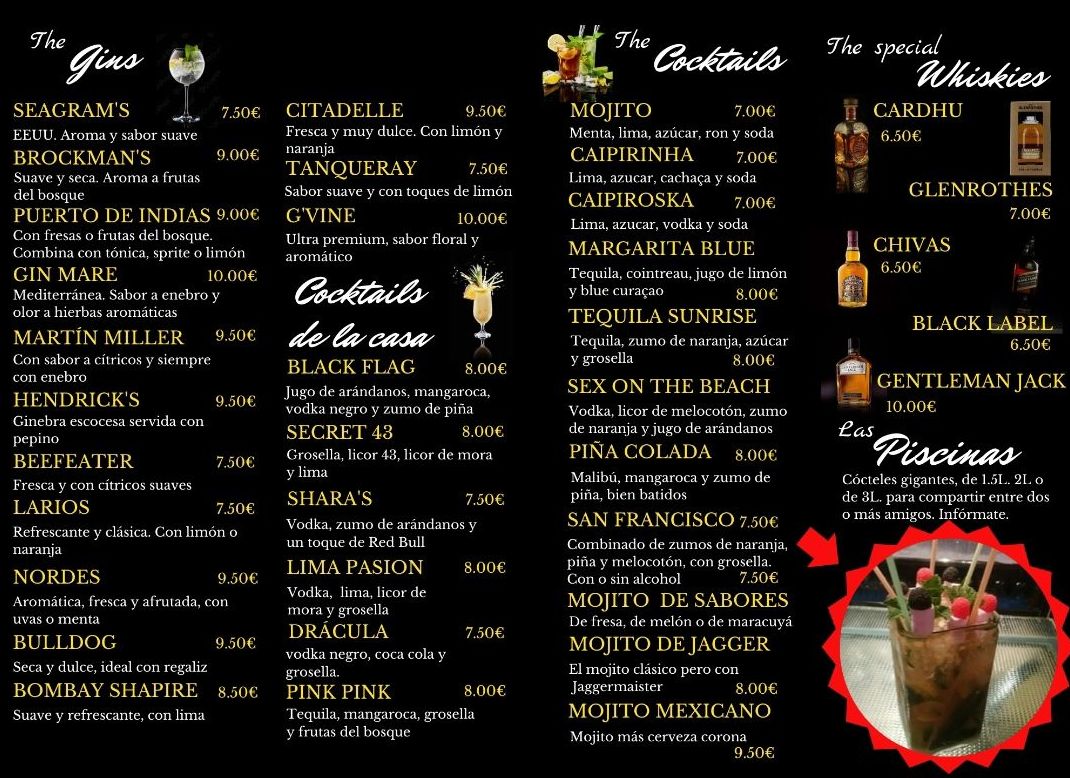 Carta de cocteles