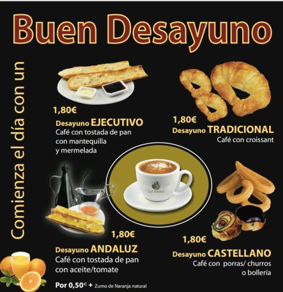 Desayunos: Carta de Café Bar Las Torres Desayunos: Carta de Café Bar Las Torres