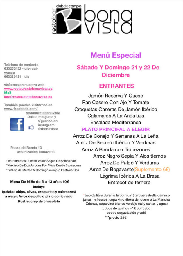 Menú fin de semana : de Restaurante Bonavista Menú fin de semana : de Restaurante Bonavista