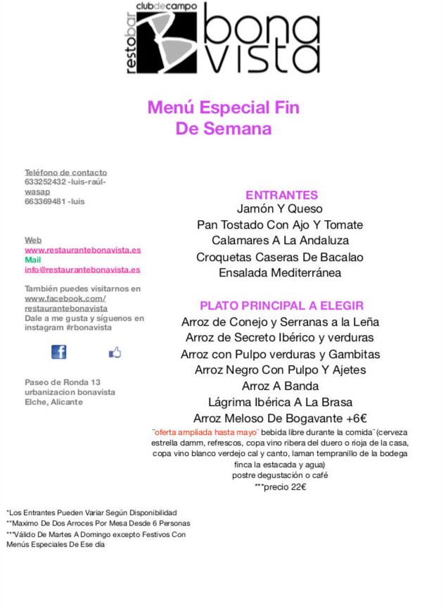 Menu Semana Santa: de Restaurante Bonavista Menu Semana Santa: de Restaurante Bonavista