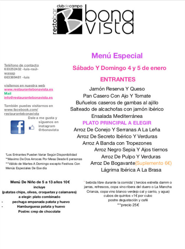 Menú fin de semana : de Restaurante Bonavista Menú fin de semana : de Restaurante Bonavista