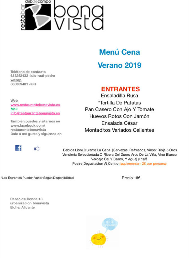 Menu cena 18-20€ Menu cena 18-20€
