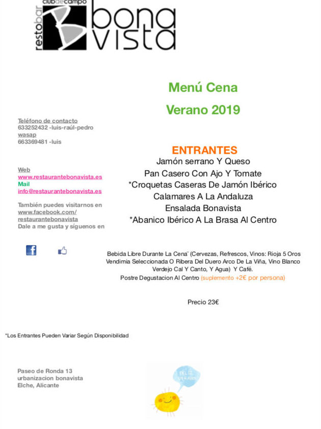 Menu cena 23-25€ Menu cena 23-25€