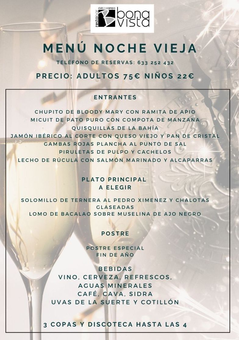 Menú Cena-Baile Noche Vieja 2019: Carta y Menús de Restaurante Bonavista Menú Cena-Baile Noche Vieja 2019: Carta y Menús de Restaurante Bonavista