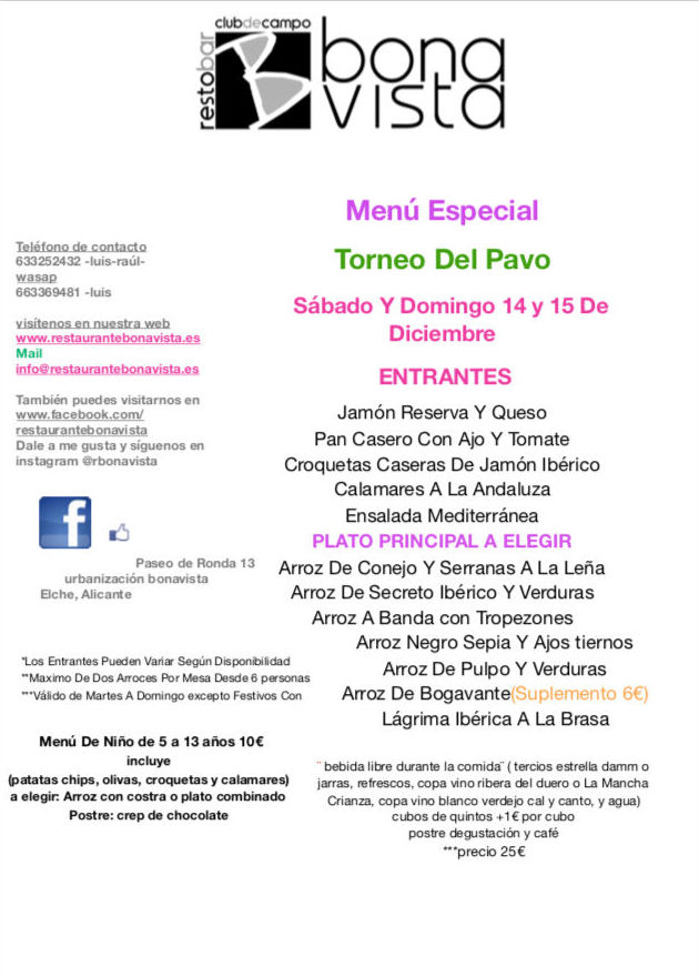 Menú fin de semana : de Restaurante Bonavista Menú fin de semana : de Restaurante Bonavista