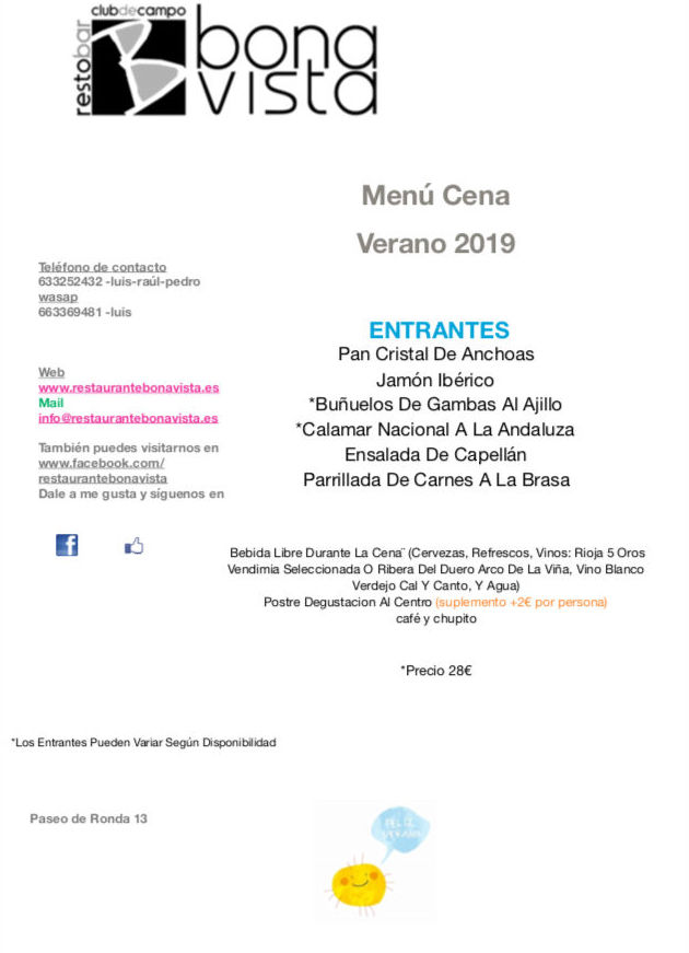 Menu cena 28-30€ Menu cena 28-30€