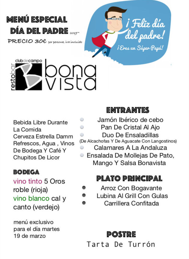 Menu especial día del padre: Carta y Menús de Restaurante Bonavista Menu especial día del padre: Carta y Menús de Restaurante Bonavista