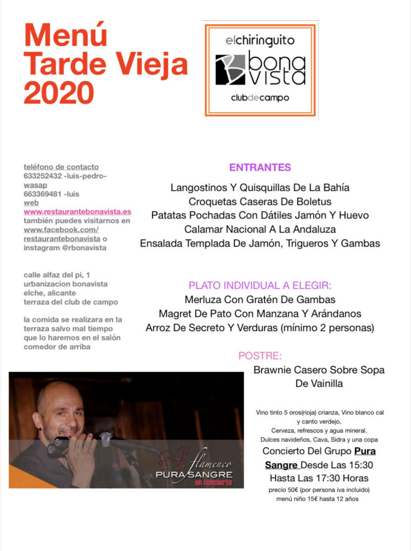 Menú tarde vieja 2020 Menú tarde vieja 2020