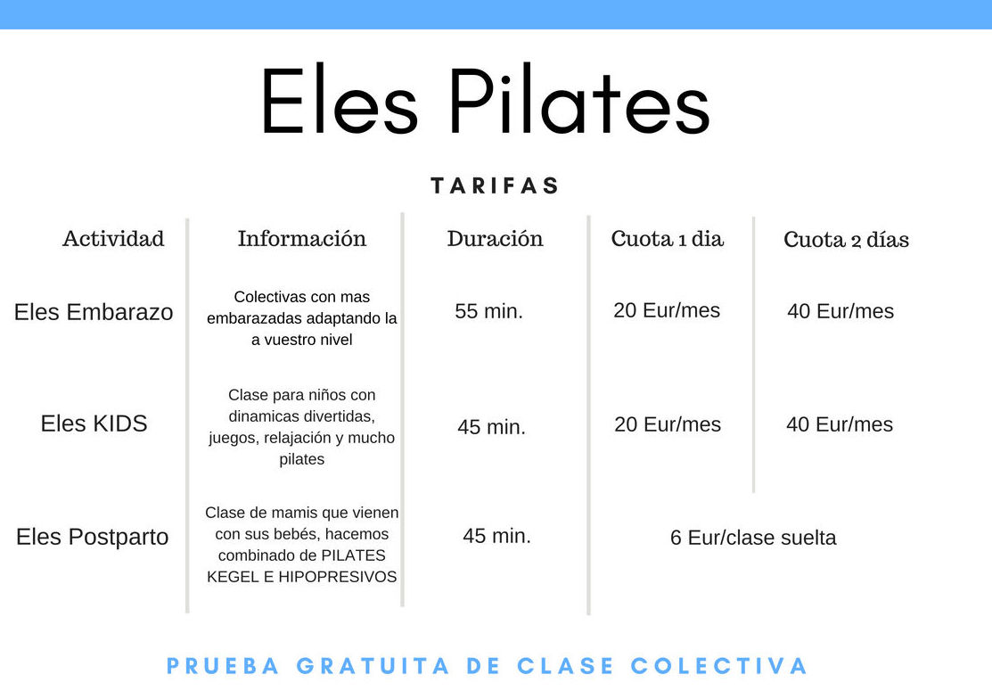 Clases y tarifas: 6 Tipos de Clases de Eles Pilates Madrid Clases y tarifas: 6 Tipos de Clases de Eles Pilates Madrid