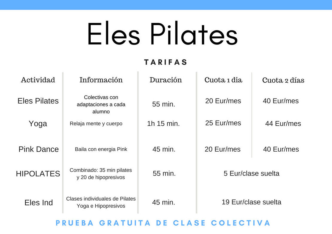 Clases y tarifas: 6 Tipos de Clases de Eles Pilates Madrid Clases y tarifas: 6 Tipos de Clases de Eles Pilates Madrid