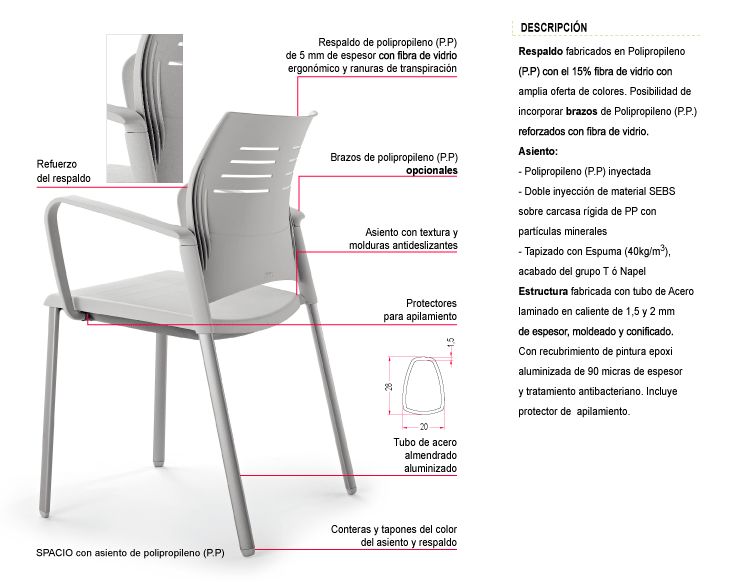 Descripción Silla Colectiva SPACIO 4Patas Descripción Silla Colectiva SPACIO 4Patas