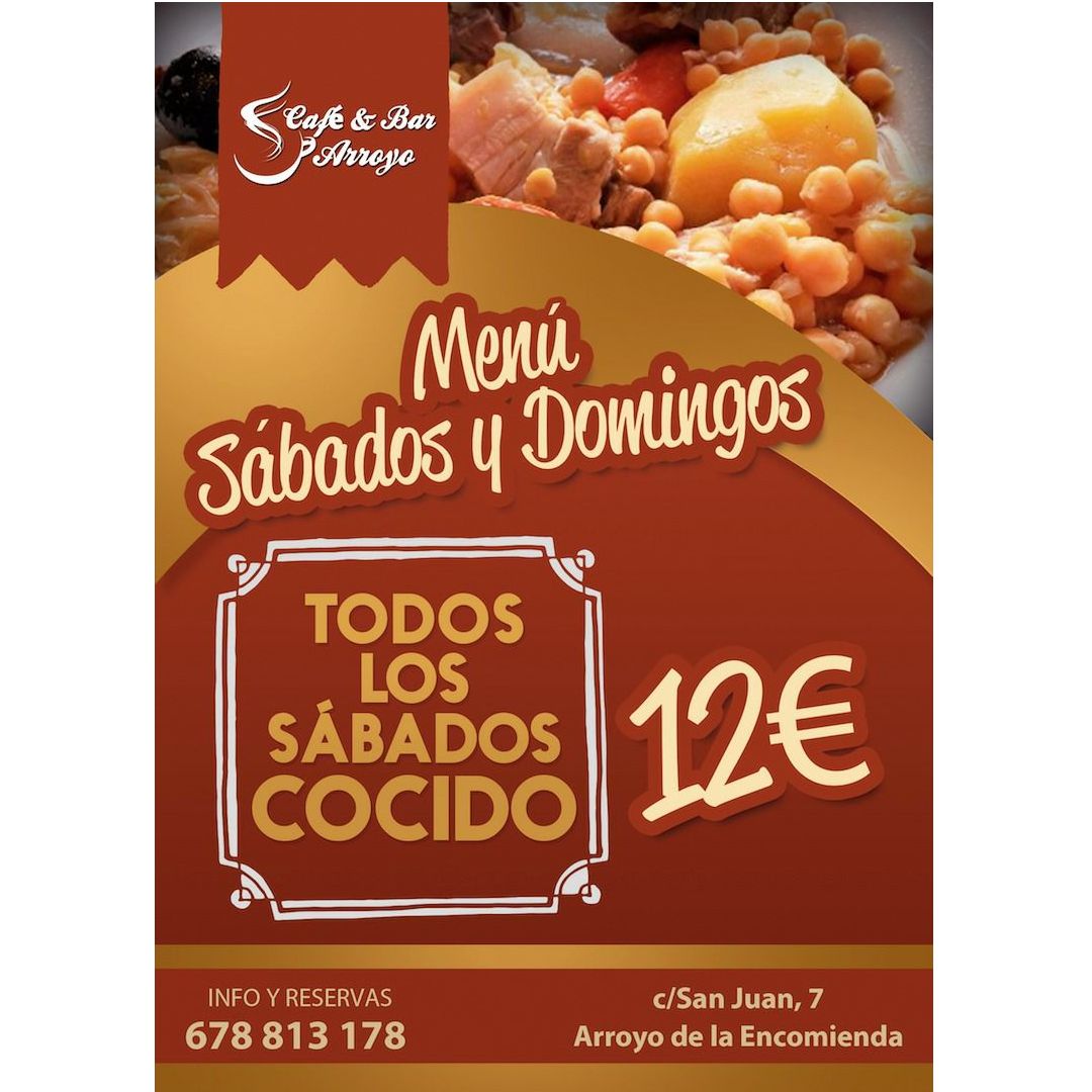 Menú sábados y domingos: Carta de Café Bar Arroyo Menú sábados y domingos: Carta de Café Bar Arroyo