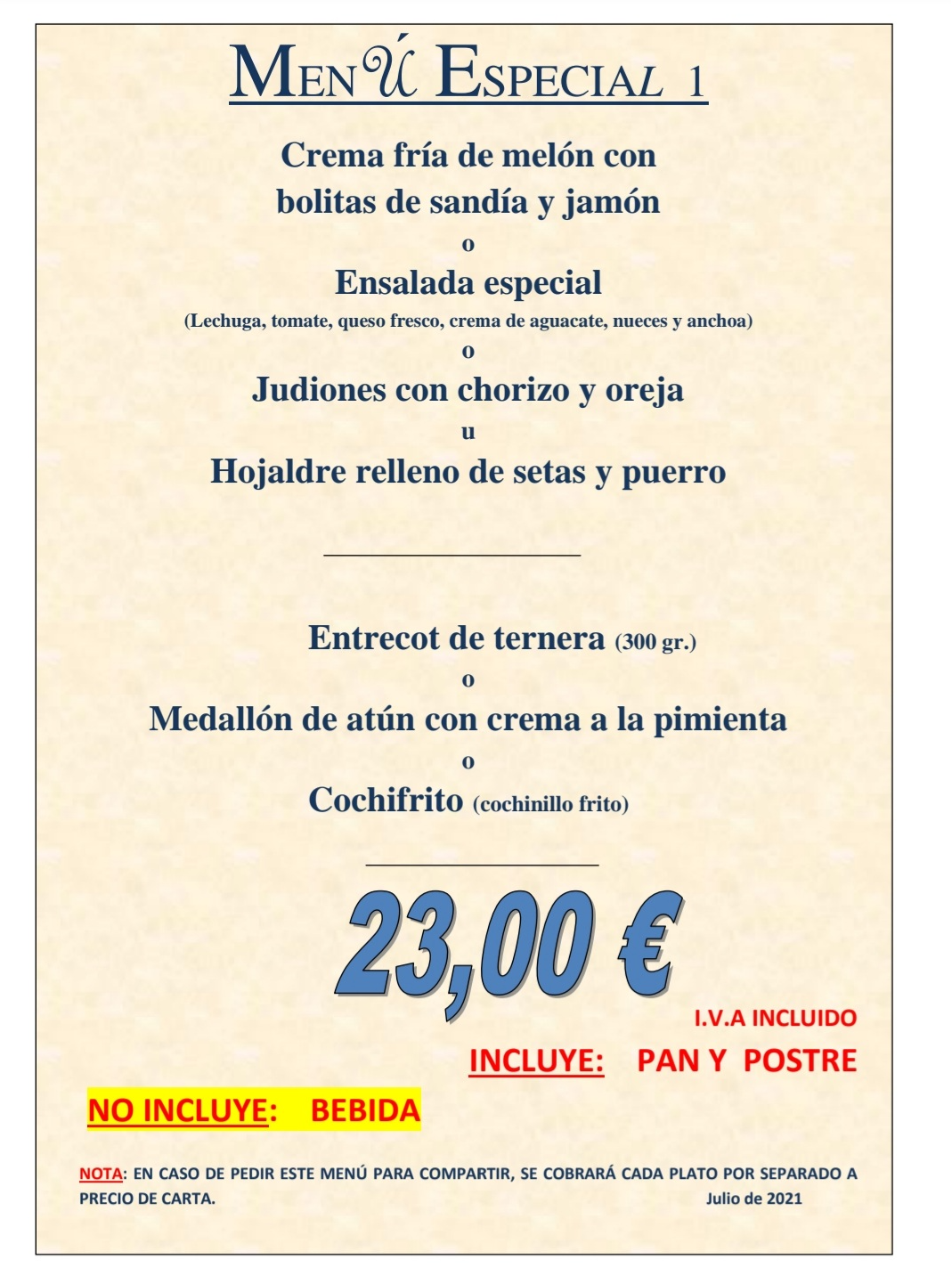 Menú especial: Carta de La Fanega de Roque - Comedor Solariego Menú especial: Carta de La Fanega de Roque - Comedor Solariego