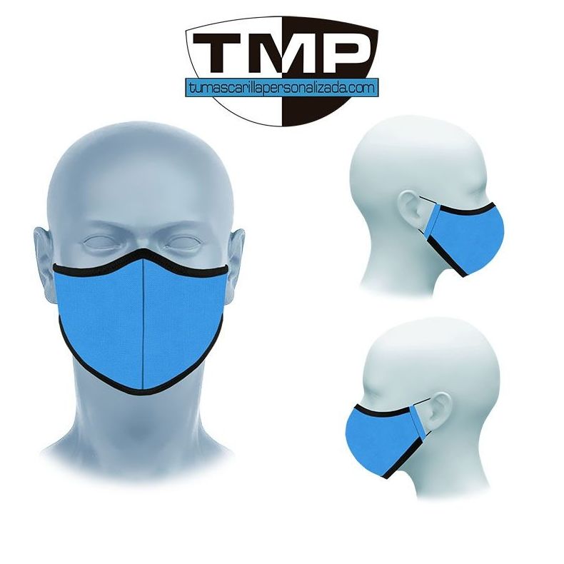 Mascarilla reutilizable lisa azul Mascarilla reutilizable lisa azul