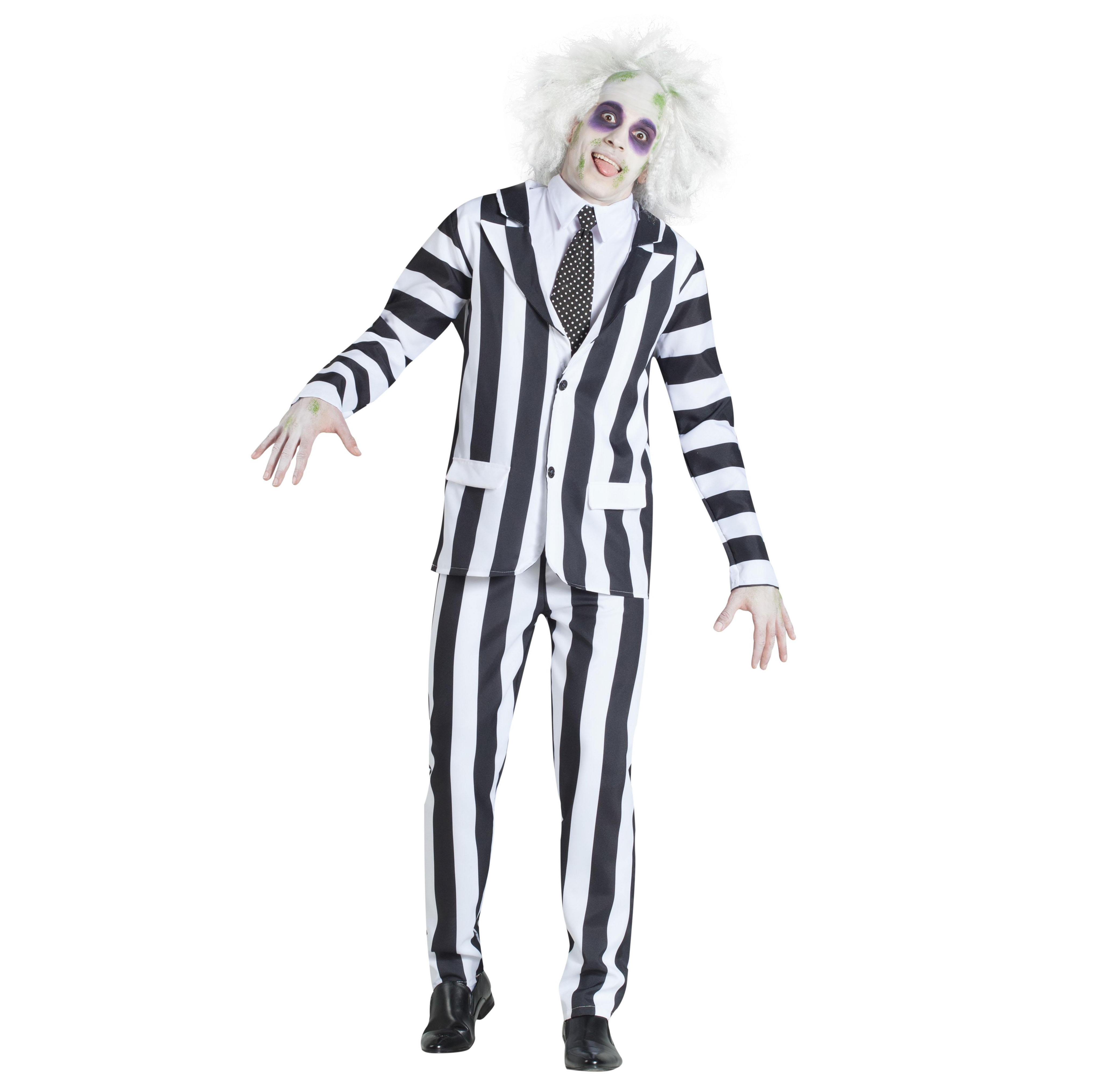 Disfraz traje rayas blanco adulto Disfraz traje rayas blanco adulto