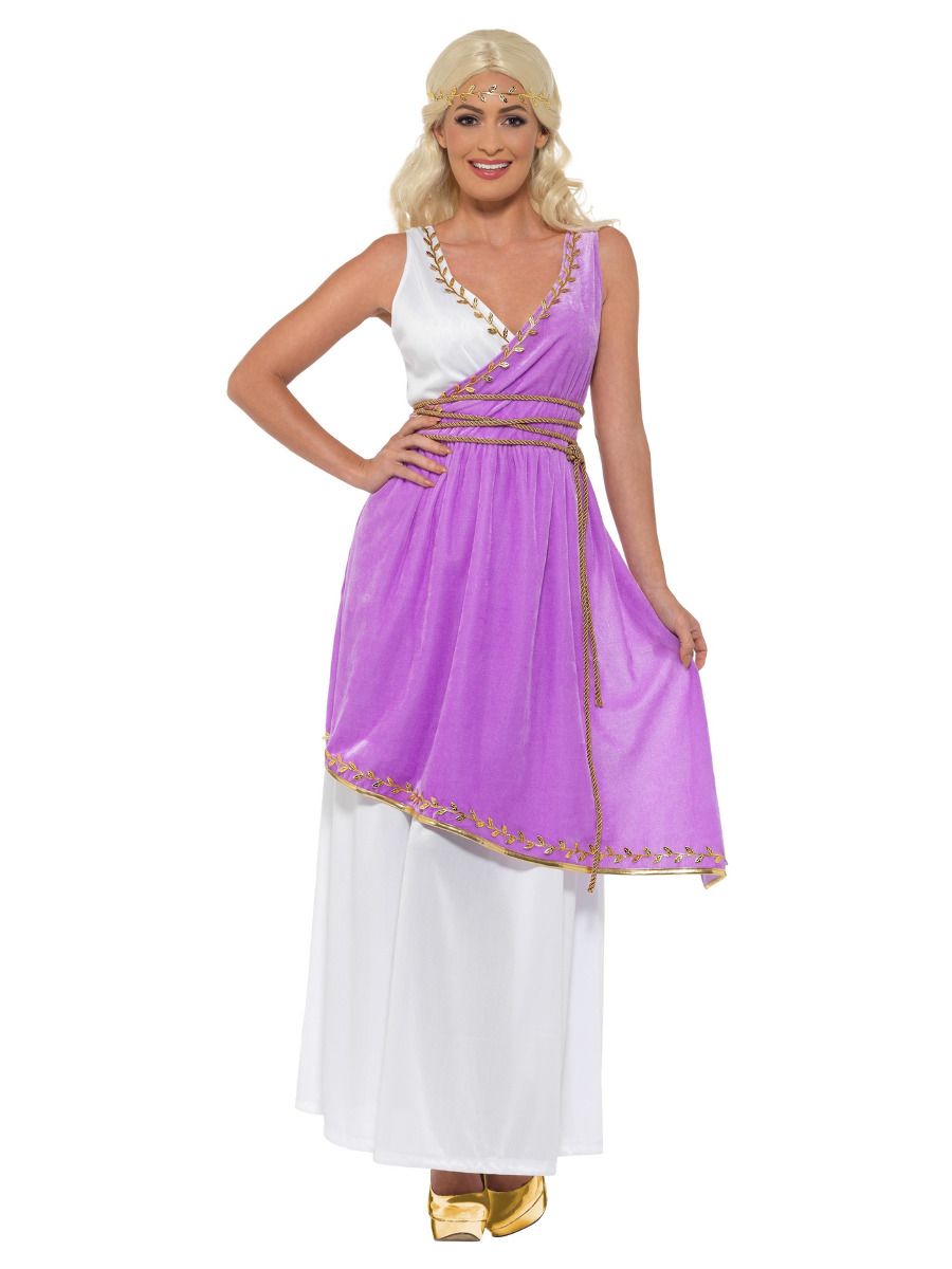 Disfraz romana blanco/morado adulto Disfraz romana blanco/morado adulto