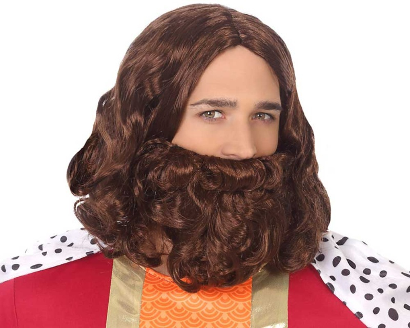 Peluca y barba castaña Peluca y barba castaña